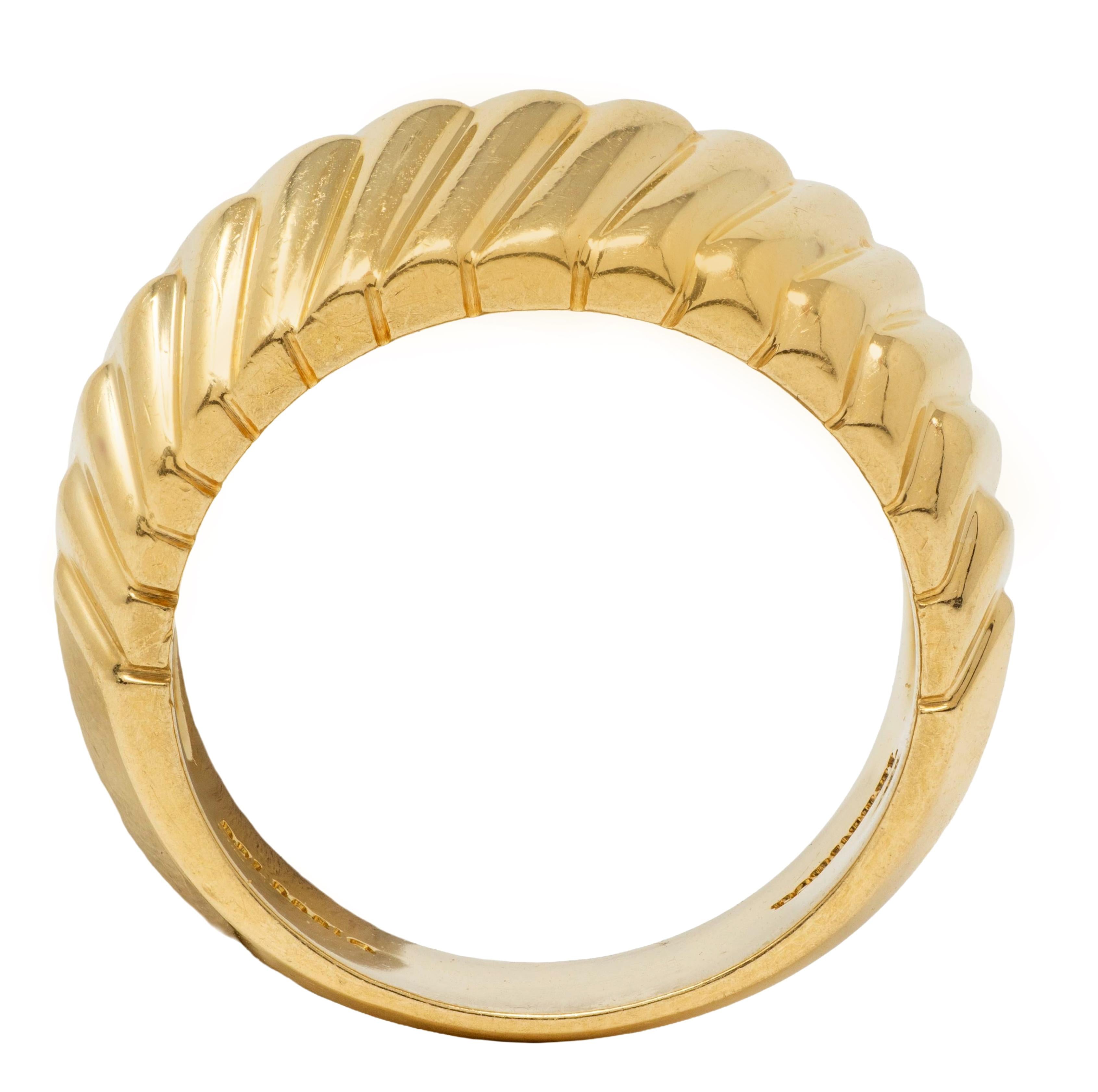 Tiffany & Co. 1998 18 Karat Yellow Gold Vintage Cordis Chevron Band Ring