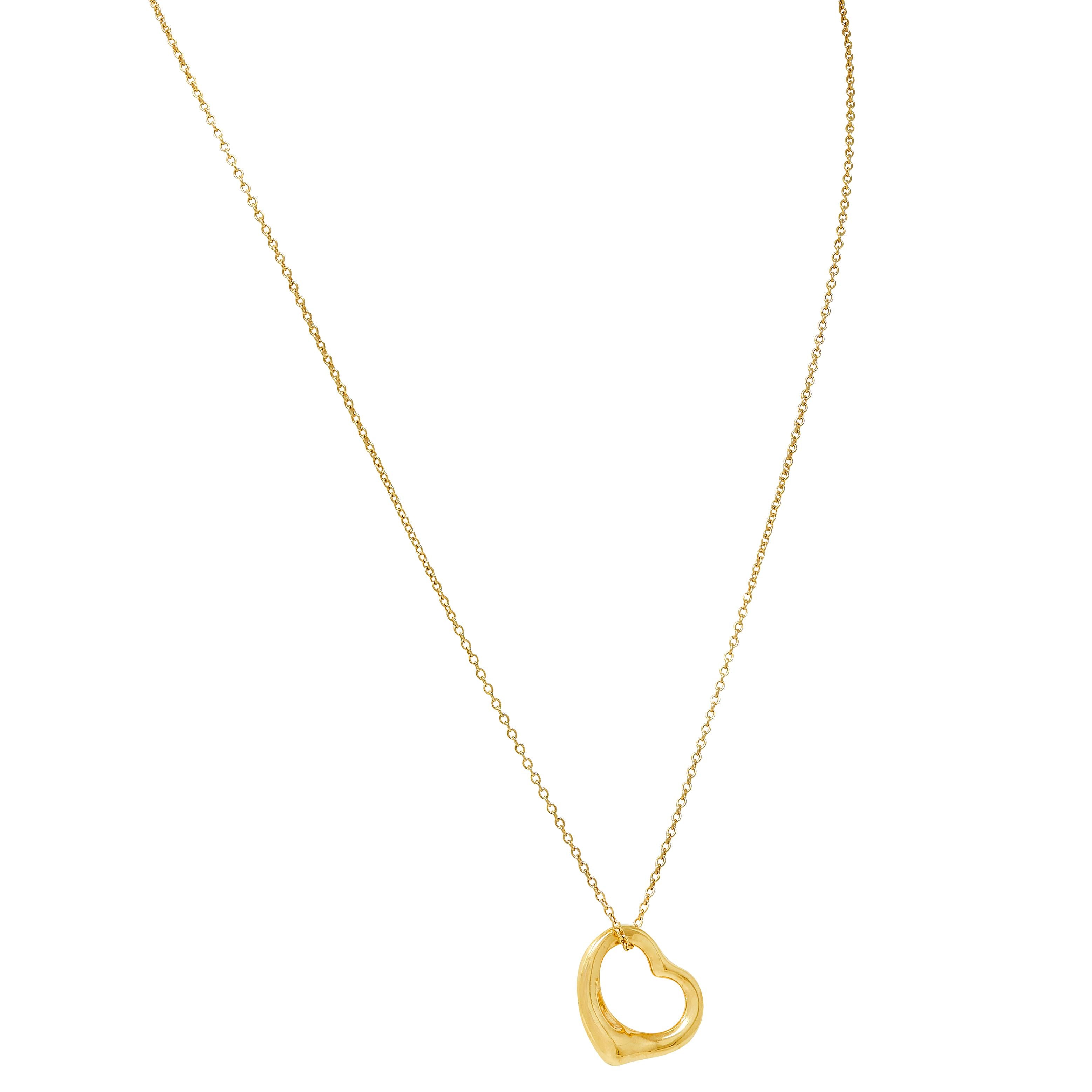 Tiffany & Co. Elsa Peretti 18K Yellow Gold Small Open Heart Pendant Necklace