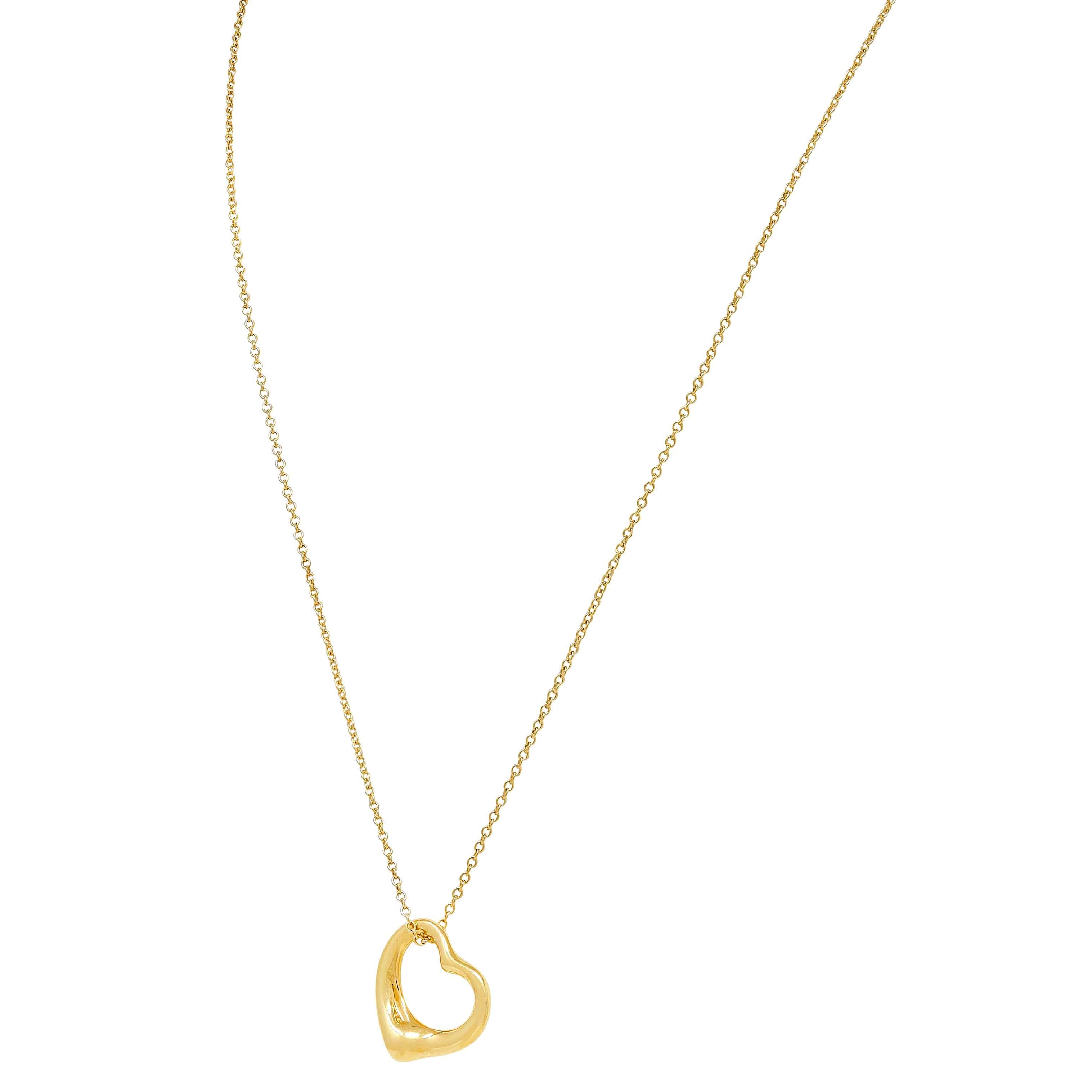 Tiffany & Co. Elsa Peretti 18K Yellow Gold Small Open Heart Pendant Necklace