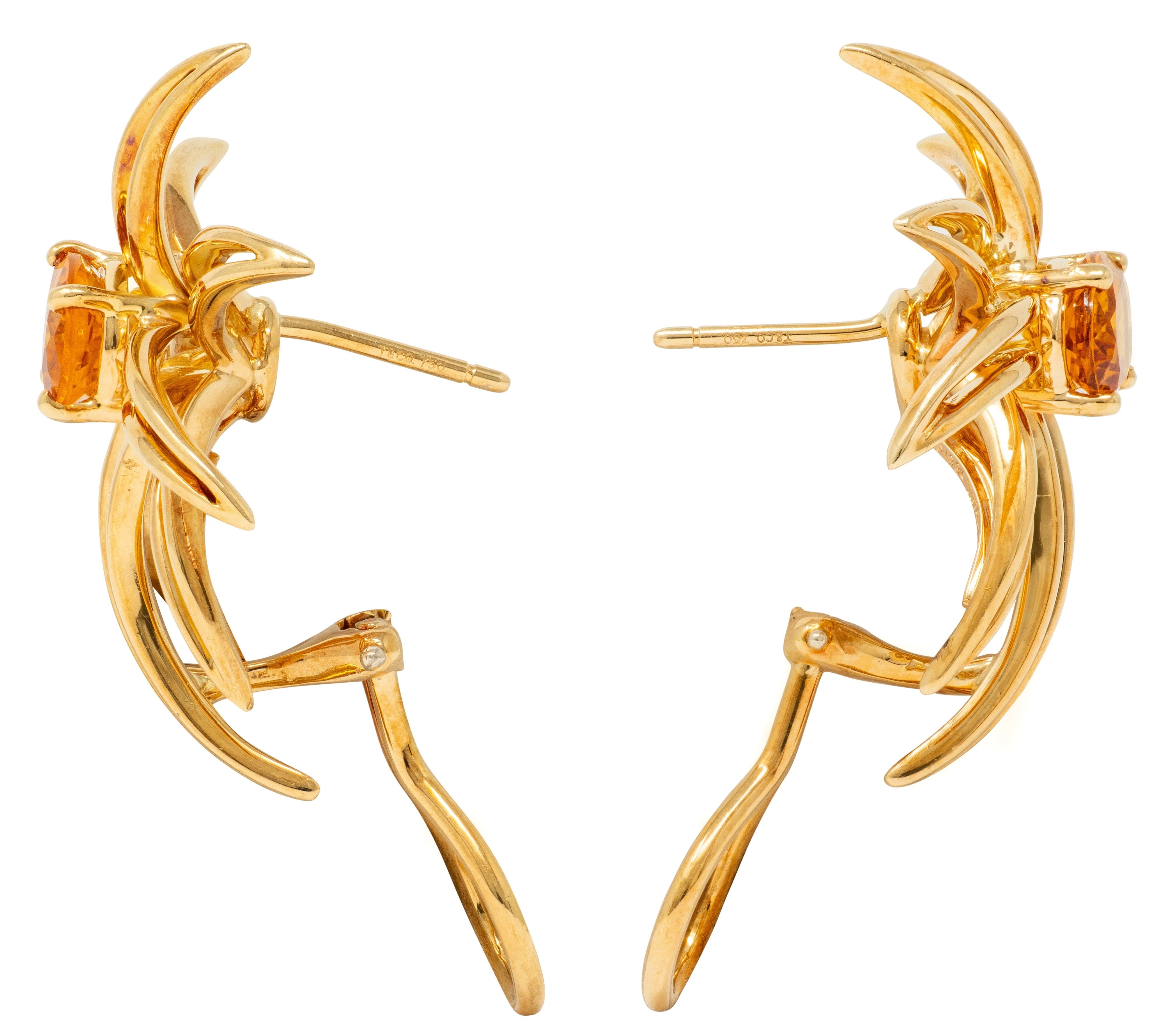 Tiffany & Co. 1994 Citrine 18 Karat Yellow Gold Vintage Fireworks Earrings
