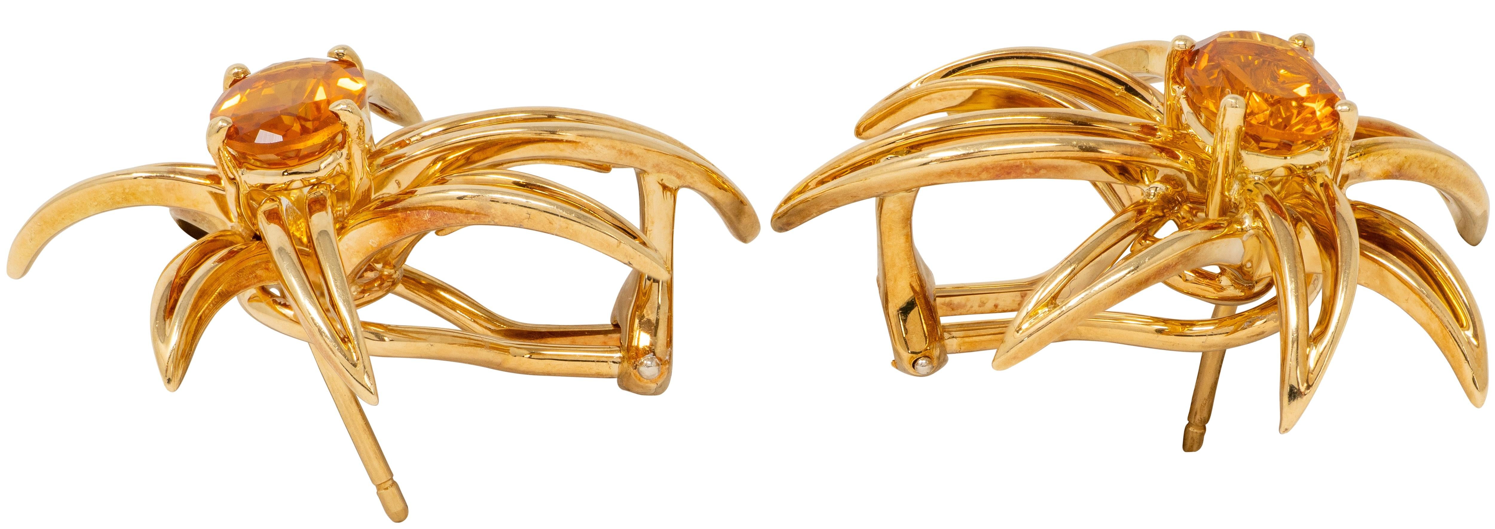 Tiffany & Co. 1994 Citrine 18 Karat Yellow Gold Vintage Fireworks Earrings