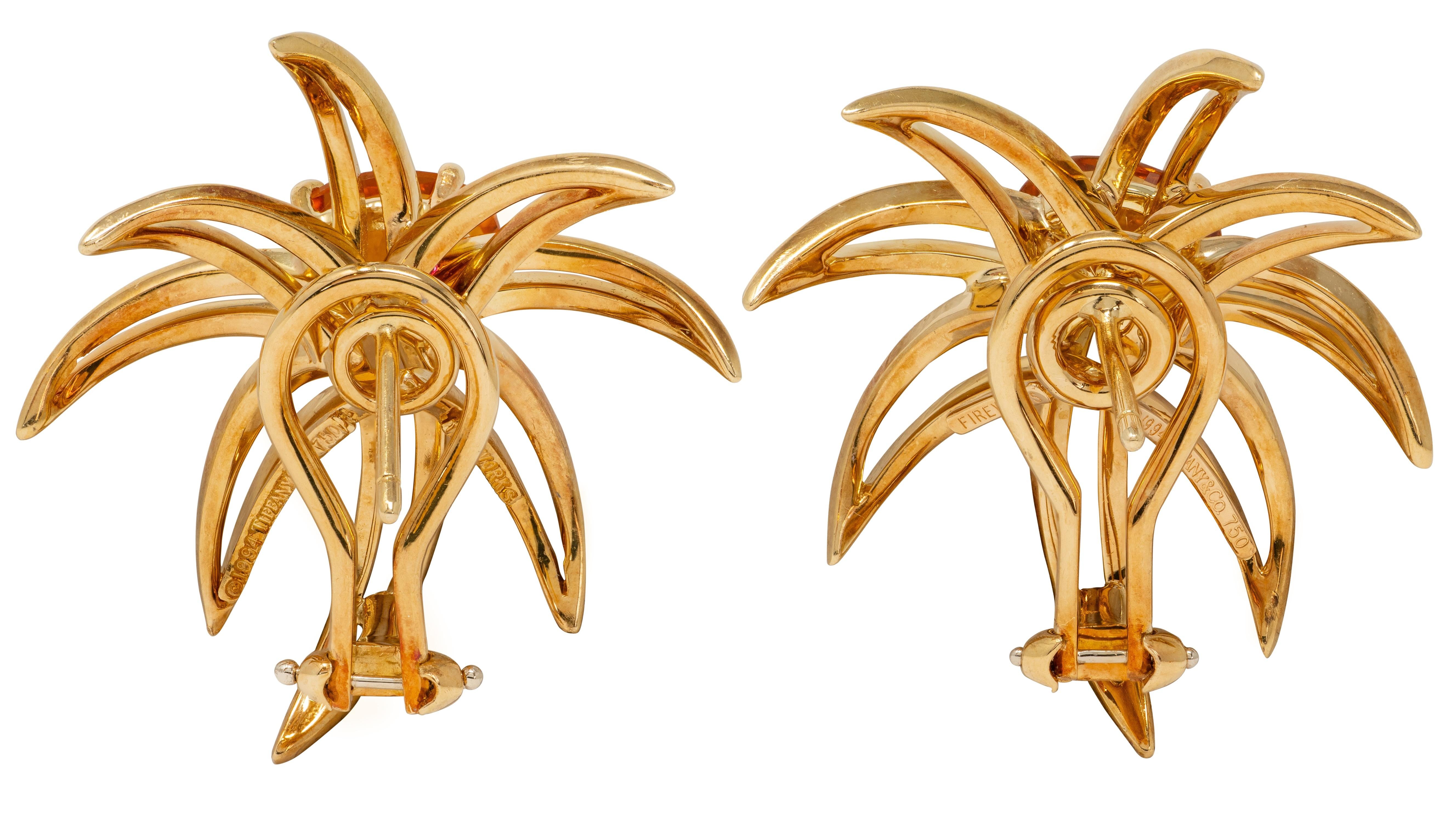 Tiffany & Co. 1994 Citrine 18 Karat Yellow Gold Vintage Fireworks Earrings