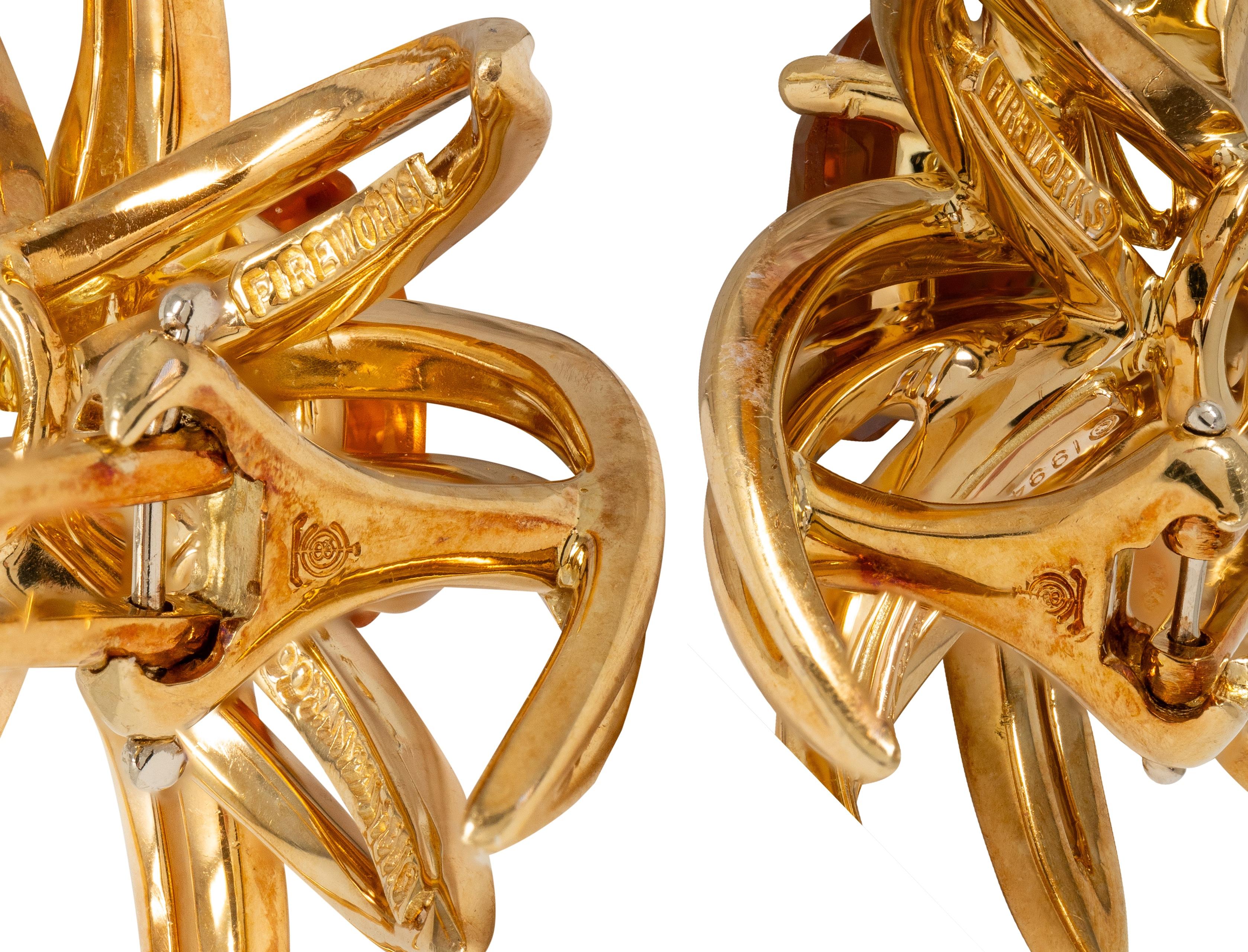 Tiffany & Co. 1994 Citrine 18 Karat Yellow Gold Vintage Fireworks Earrings