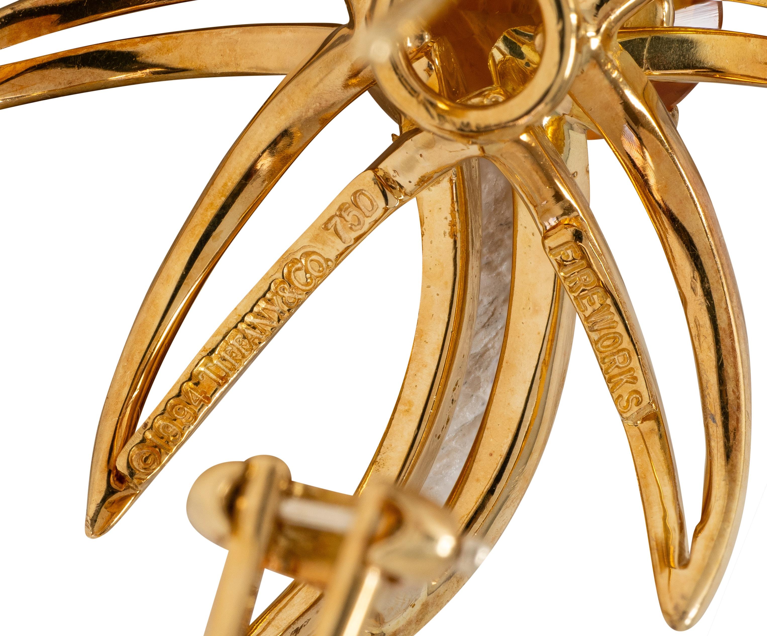 Tiffany & Co. 1994 Citrine 18 Karat Yellow Gold Vintage Fireworks Earrings
