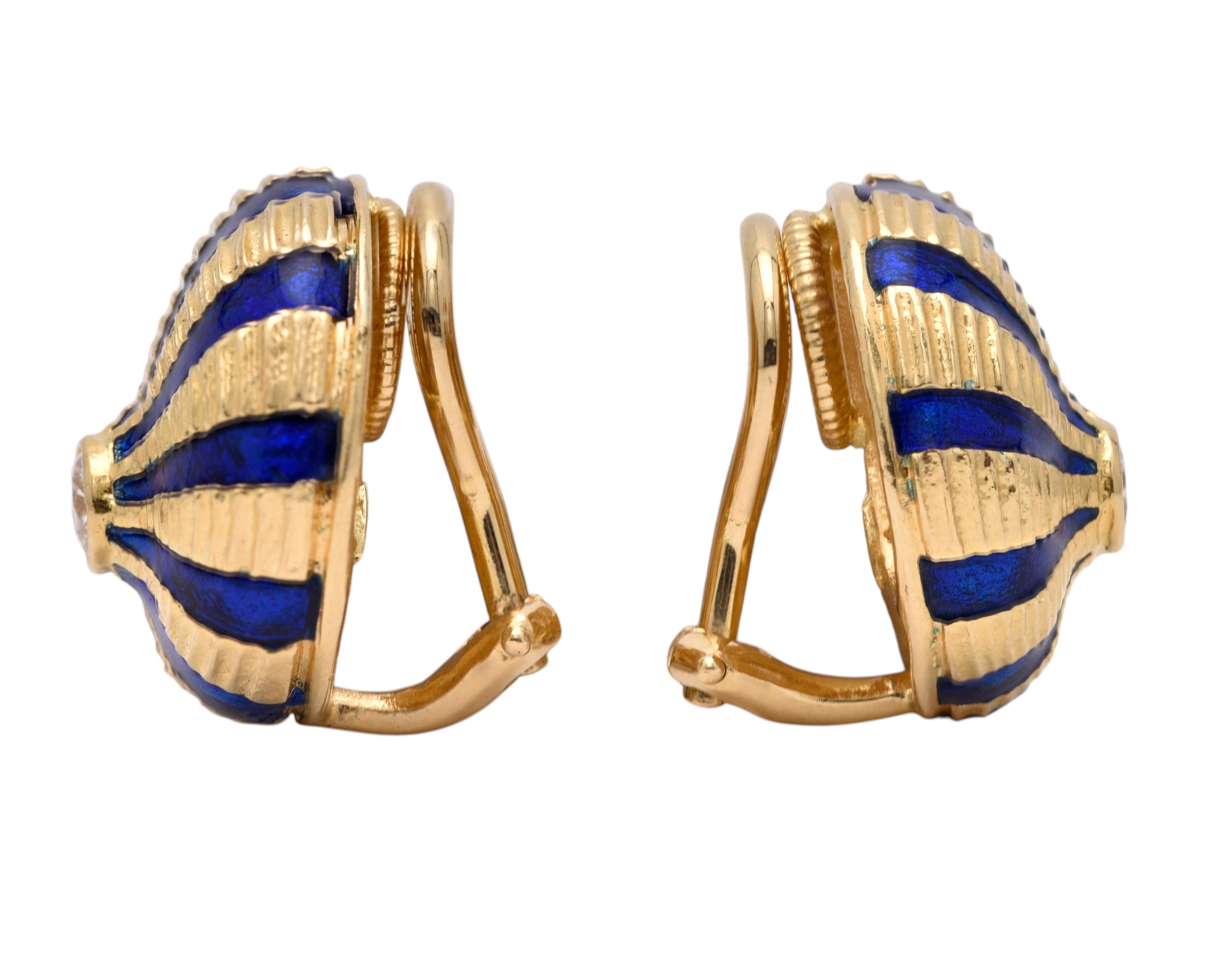 Tiffany & Co. Schlumberger Diamond 18K Gold Vintage Taj Mahal Ear-Clip Earrings