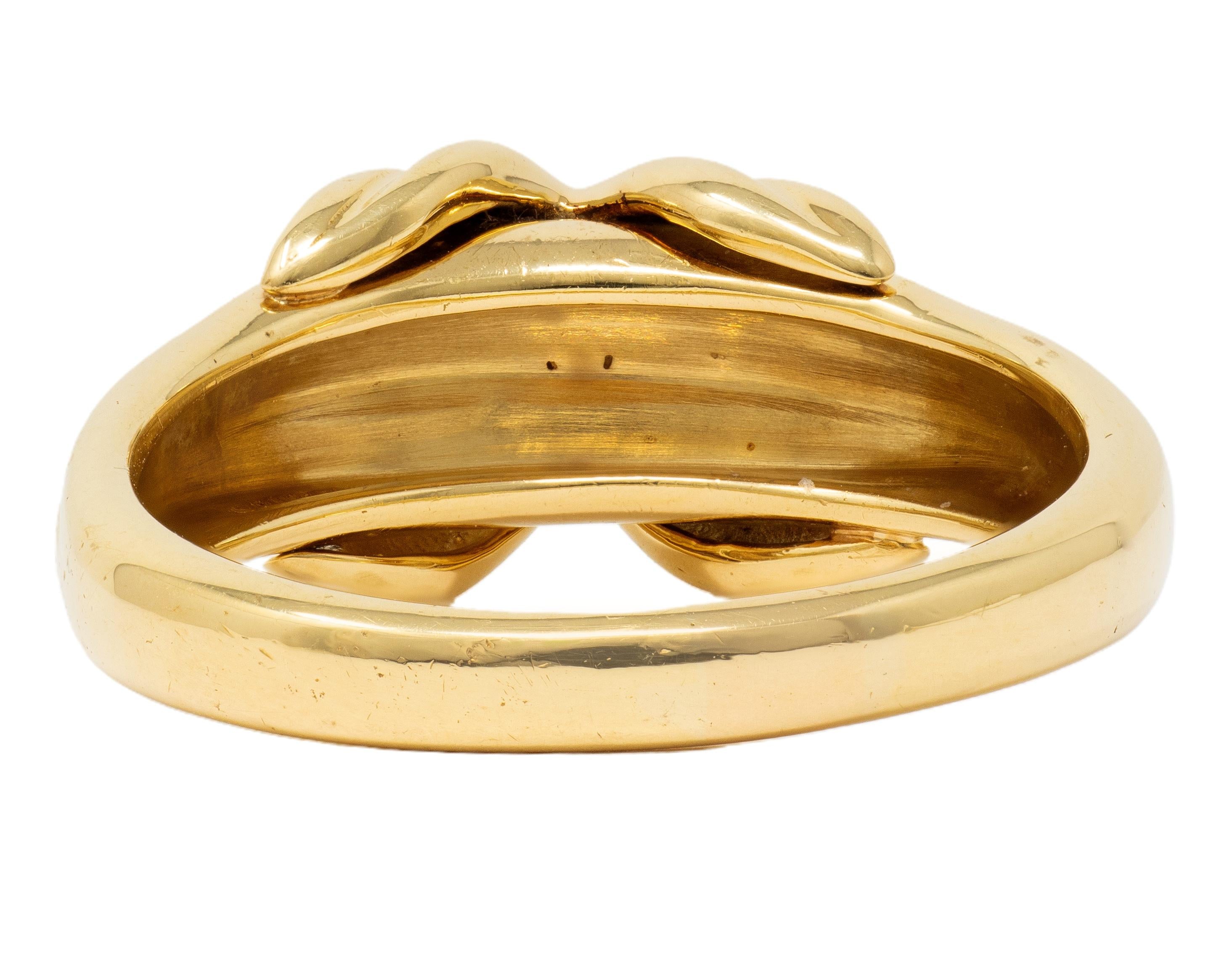 Tiffany & Co. 1998 18 Karat Yellow Gold Vintage X Kiss Ring
