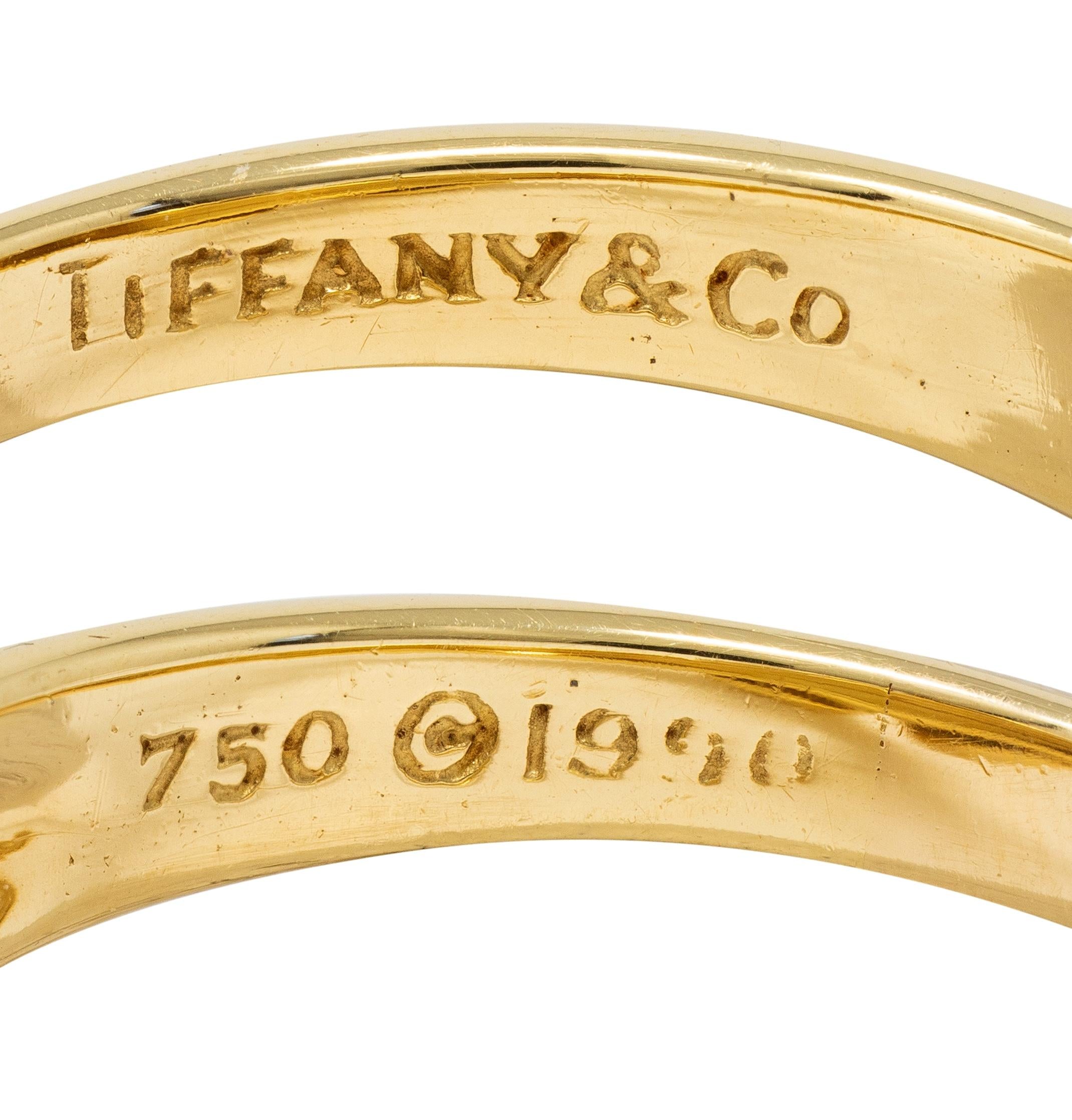 Tiffany & Co. 1998 18 Karat Yellow Gold Vintage X Kiss Ring