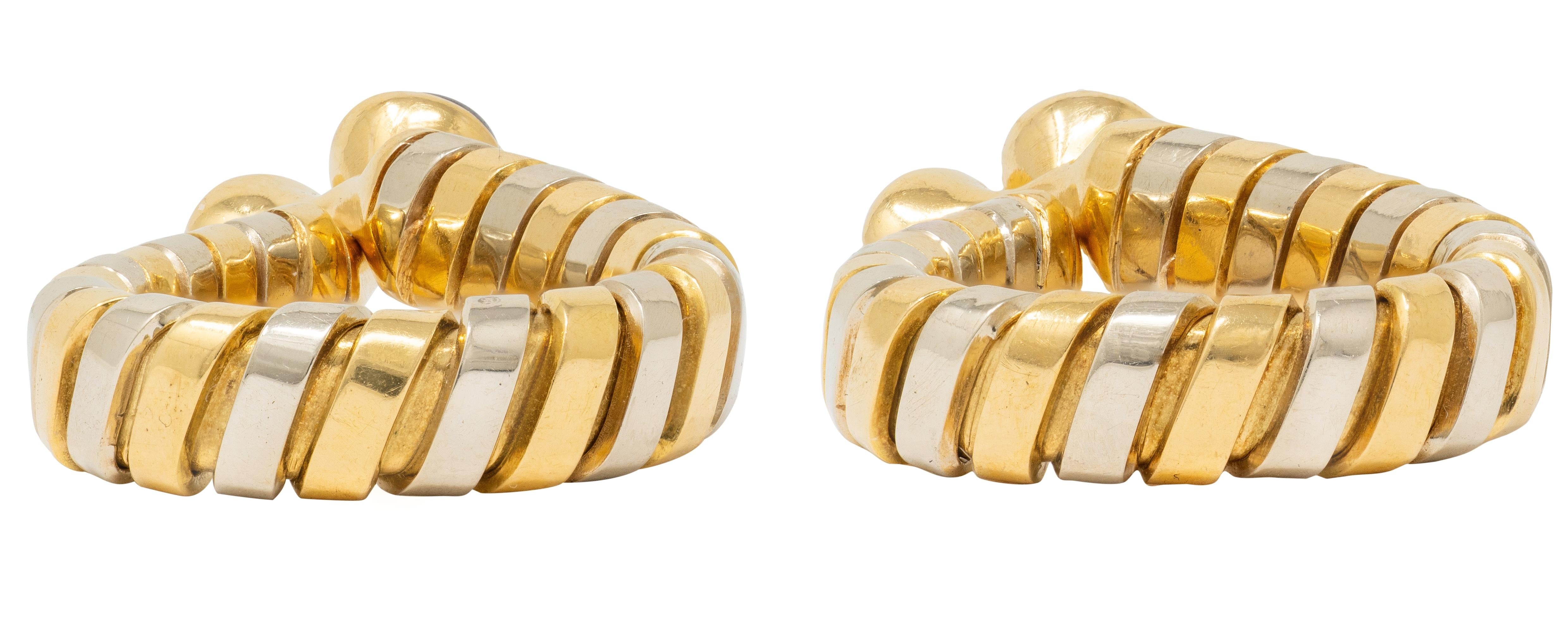 Bulgari 1980's Ruby Sapphire 18 Karat Gold Vintage Serpenti Tubogas Cufflinks