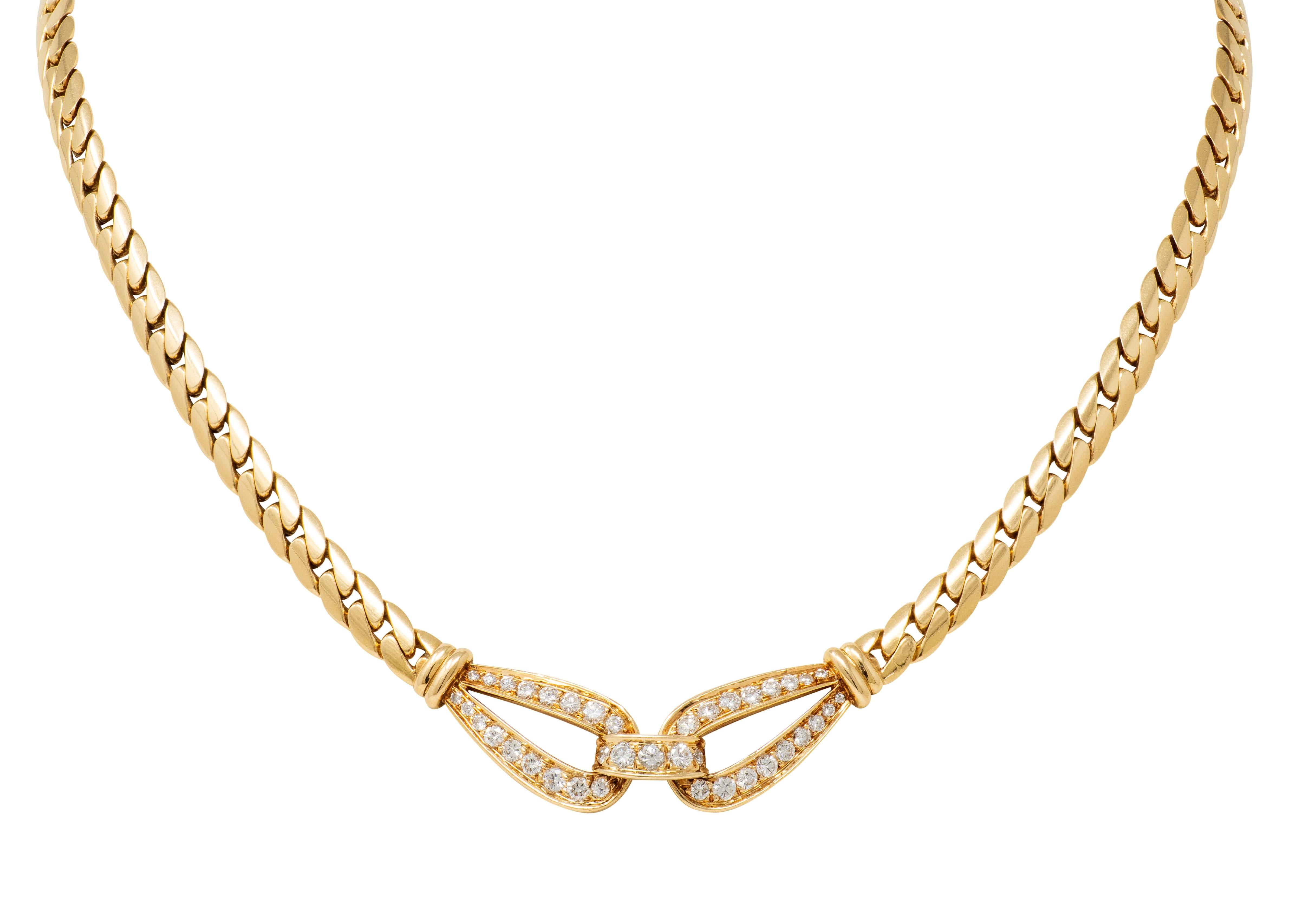 Cartier 1970's Diamond 18 Karat Yellow Gold Vintage Agrafe Station Necklace