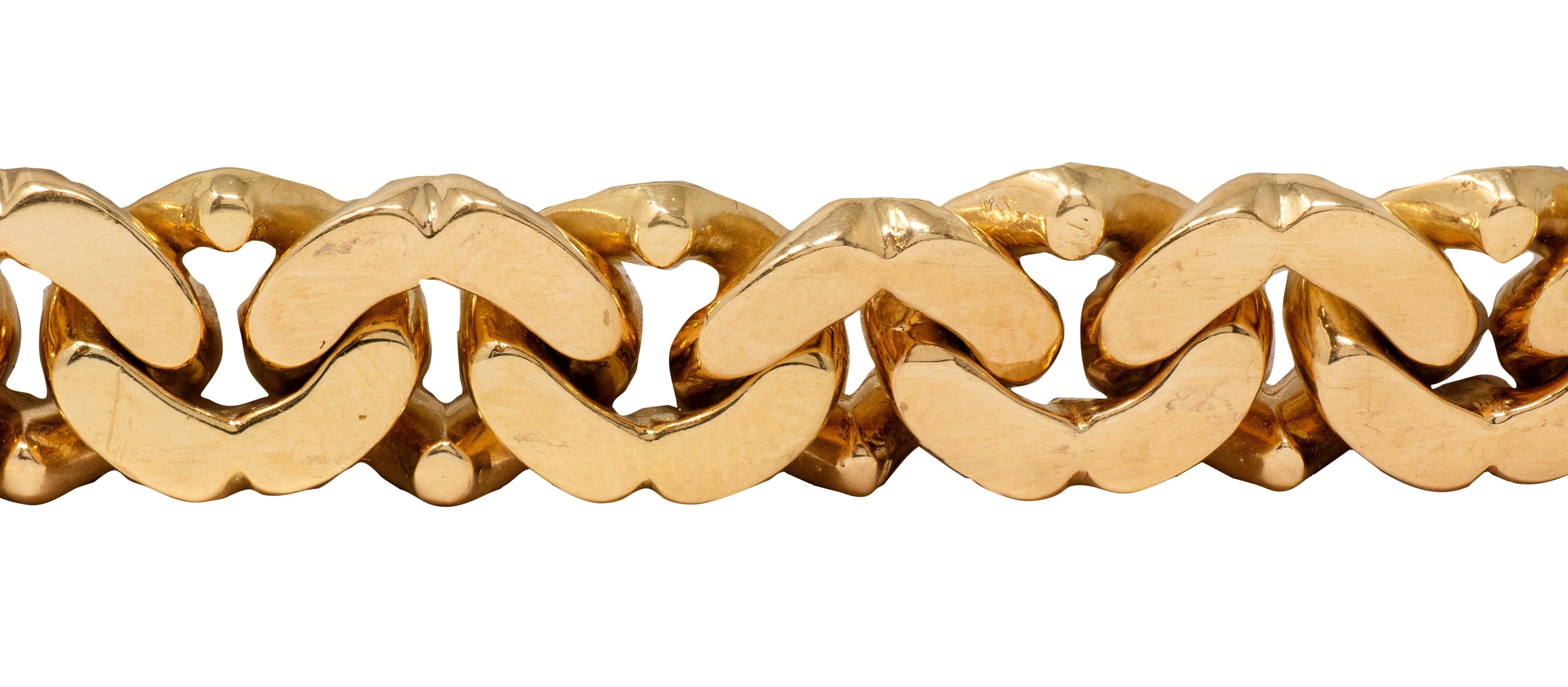 Bulgari 1970's 18 Karat Yellow Gold Vintage Chestnut Unisex Link Bracelet