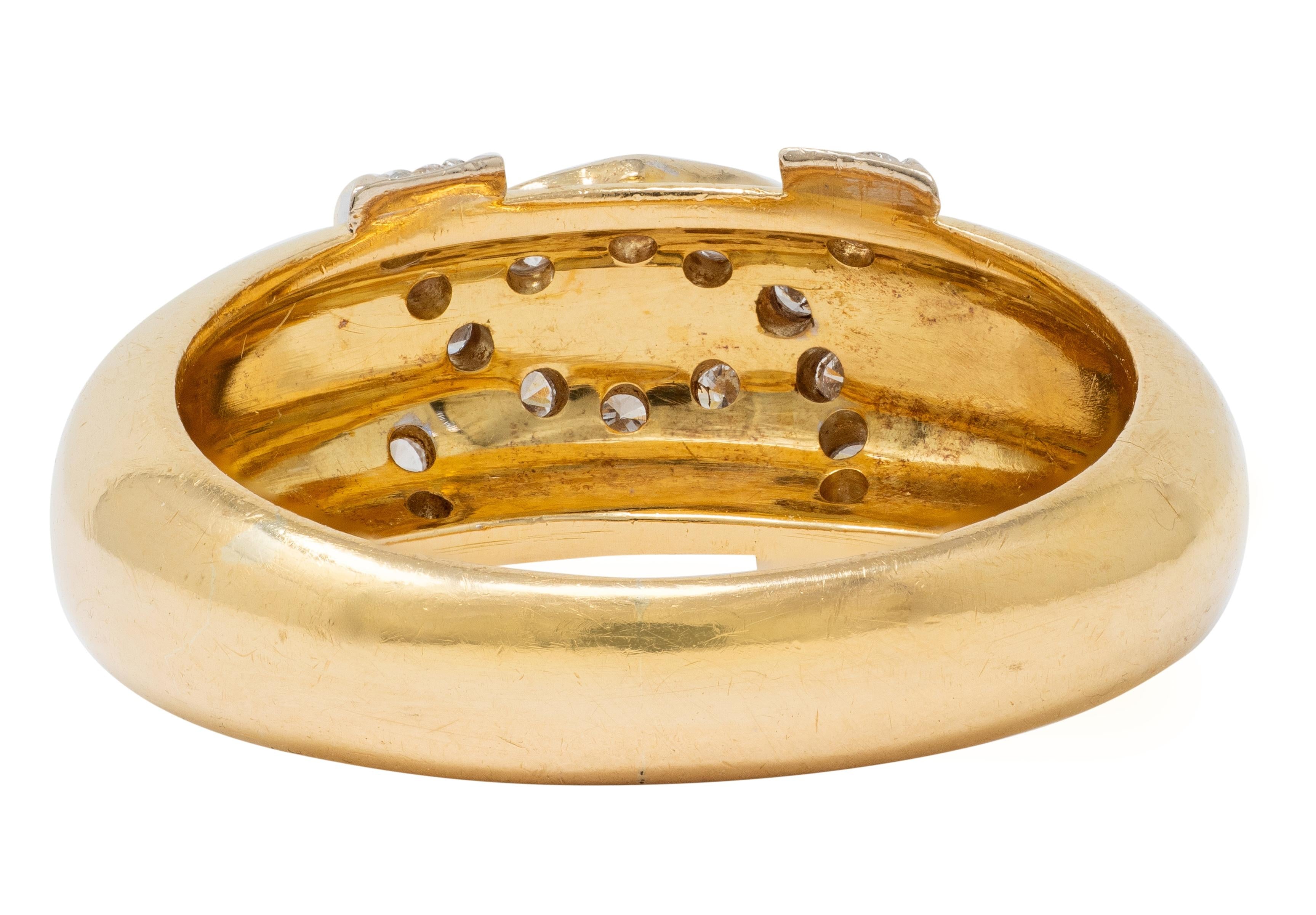 Cartier 1980's Diamond 18 Karat Two-Tone Gold Vintage Double C Cartier Band Ring