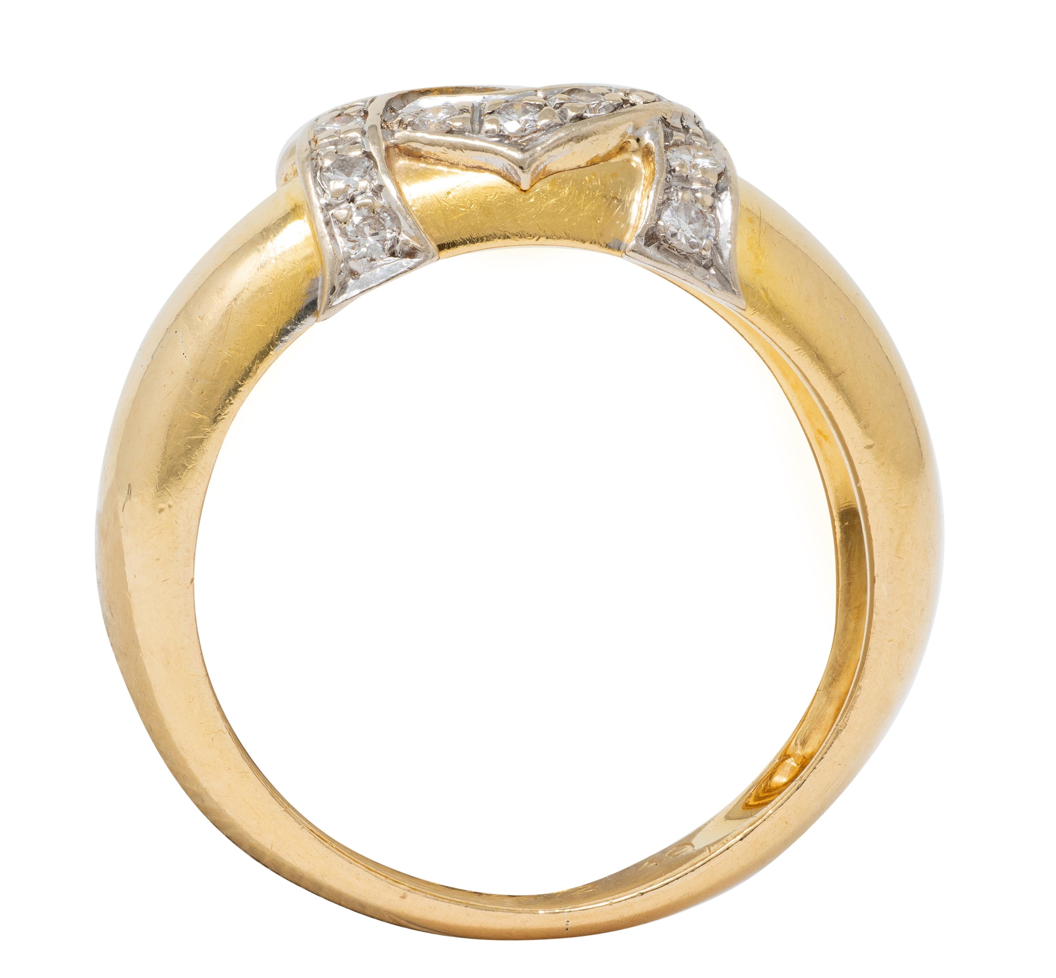 Cartier 1980's Diamond 18 Karat Two-Tone Gold Vintage Double C Cartier Band Ring