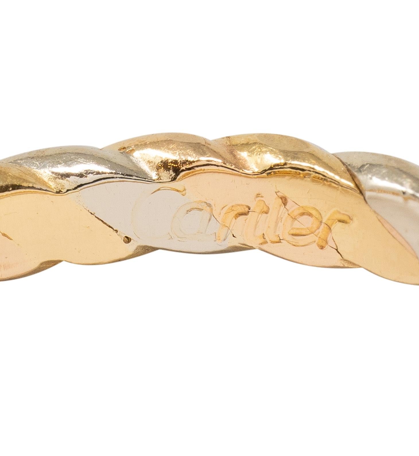 Cartier 1990's Sapphire Diamond 18 Karat Two-Tone Gold Vintage Three Stone Ring