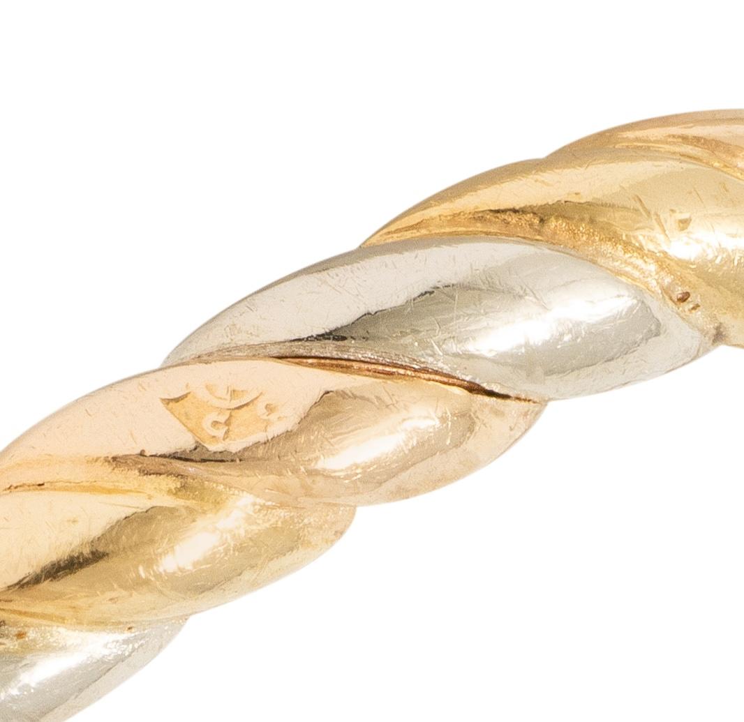 Cartier 1990's Sapphire Diamond 18 Karat Two-Tone Gold Vintage Three Stone Ring