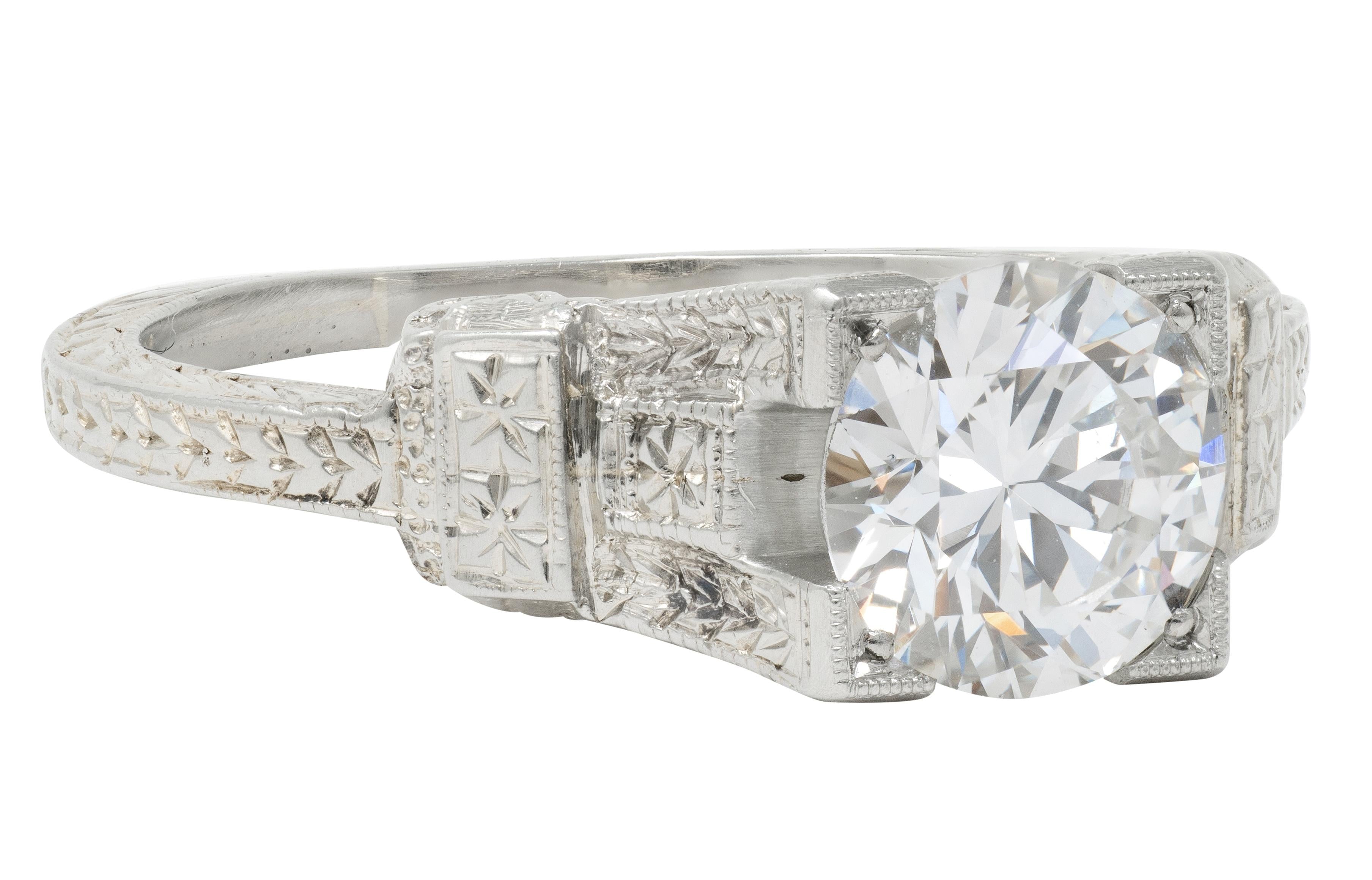 Art Deco 1.16 CTW Diamond 18K Gold Vintage Orange Blossom Engagement Ring