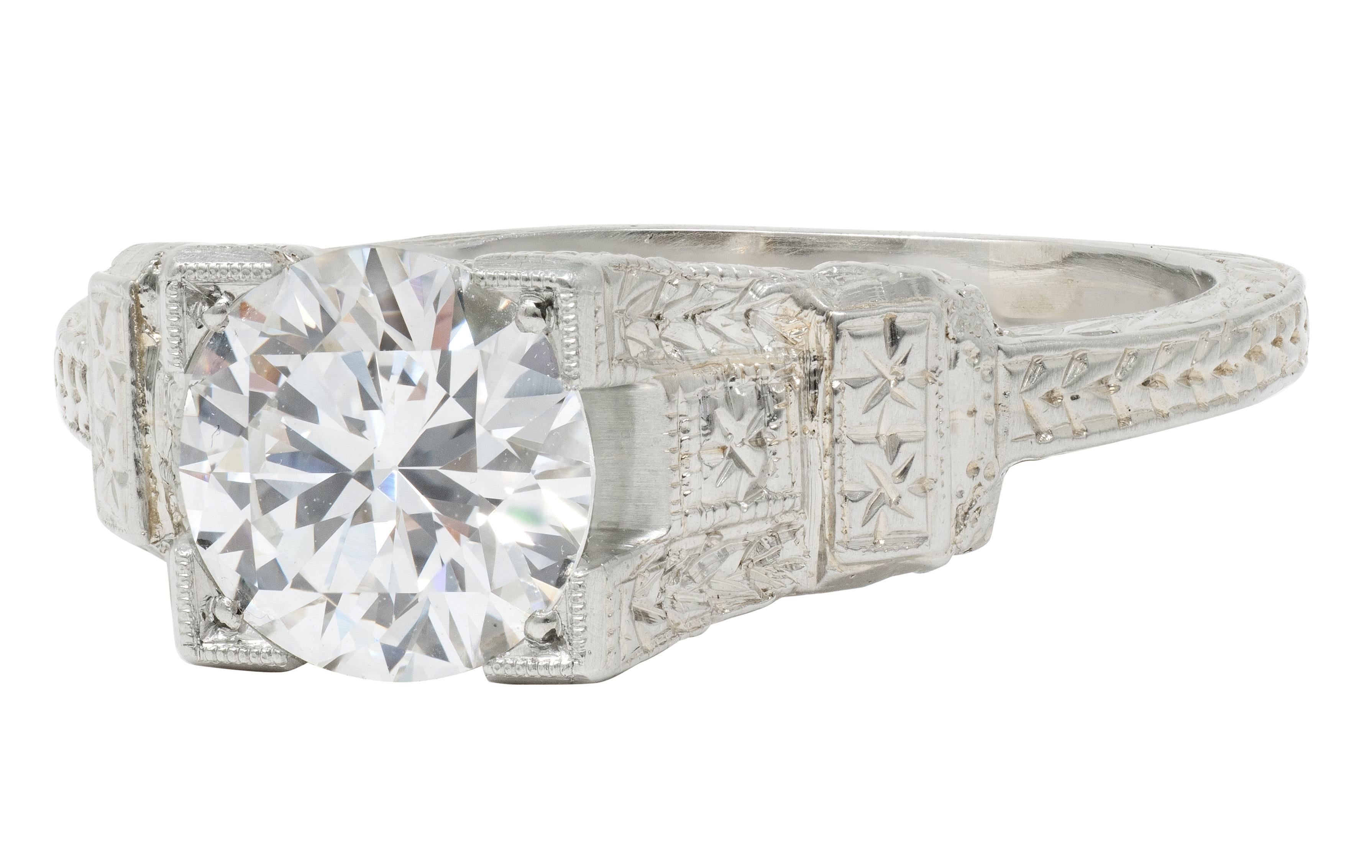 Art Deco 1.16 CTW Diamond 18K Gold Vintage Orange Blossom Engagement Ring
