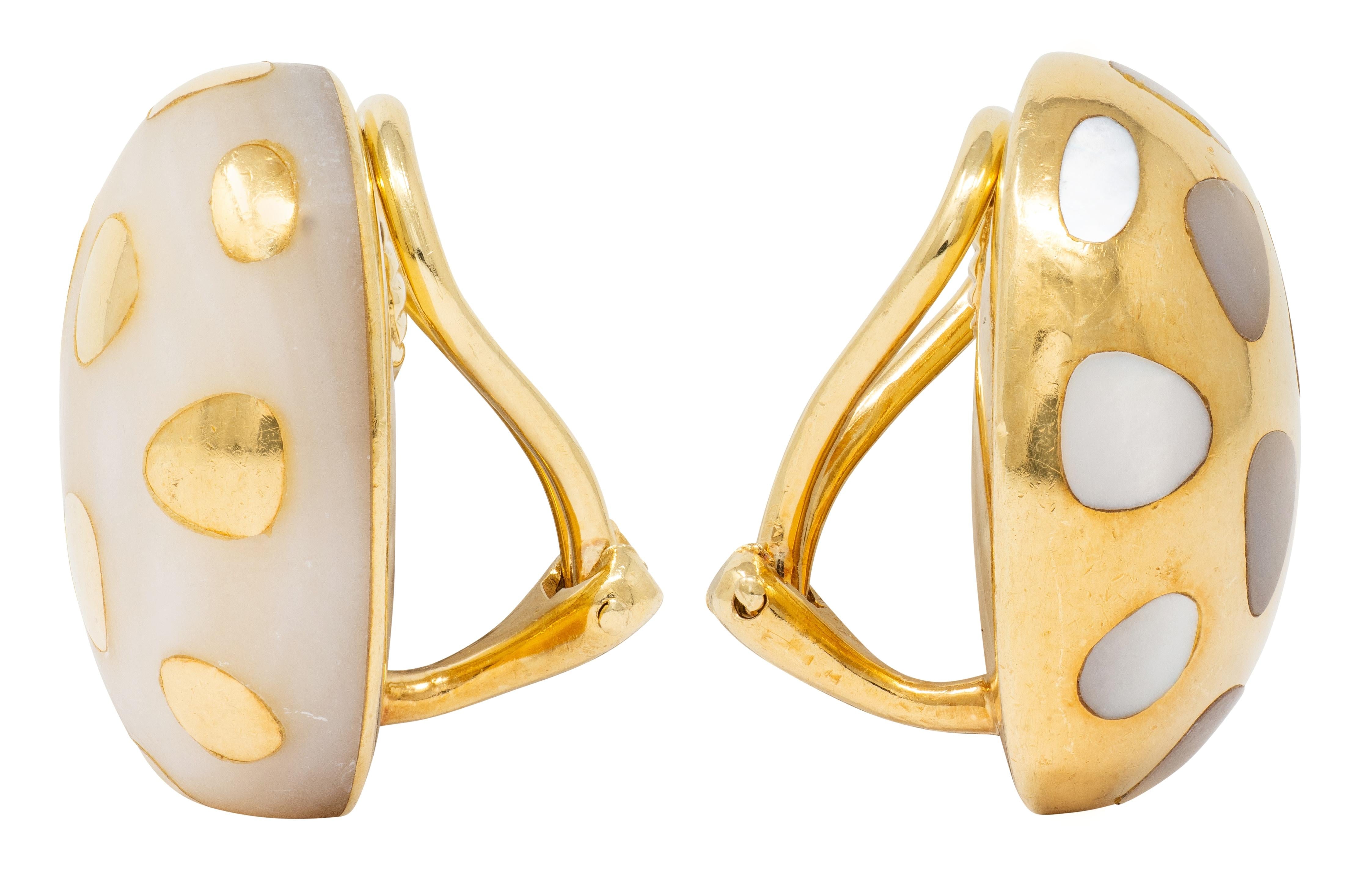 Tiffany & Co. Mother-Of-Pearl 18K Vintage Positive Negative Ear-Clip Earrings