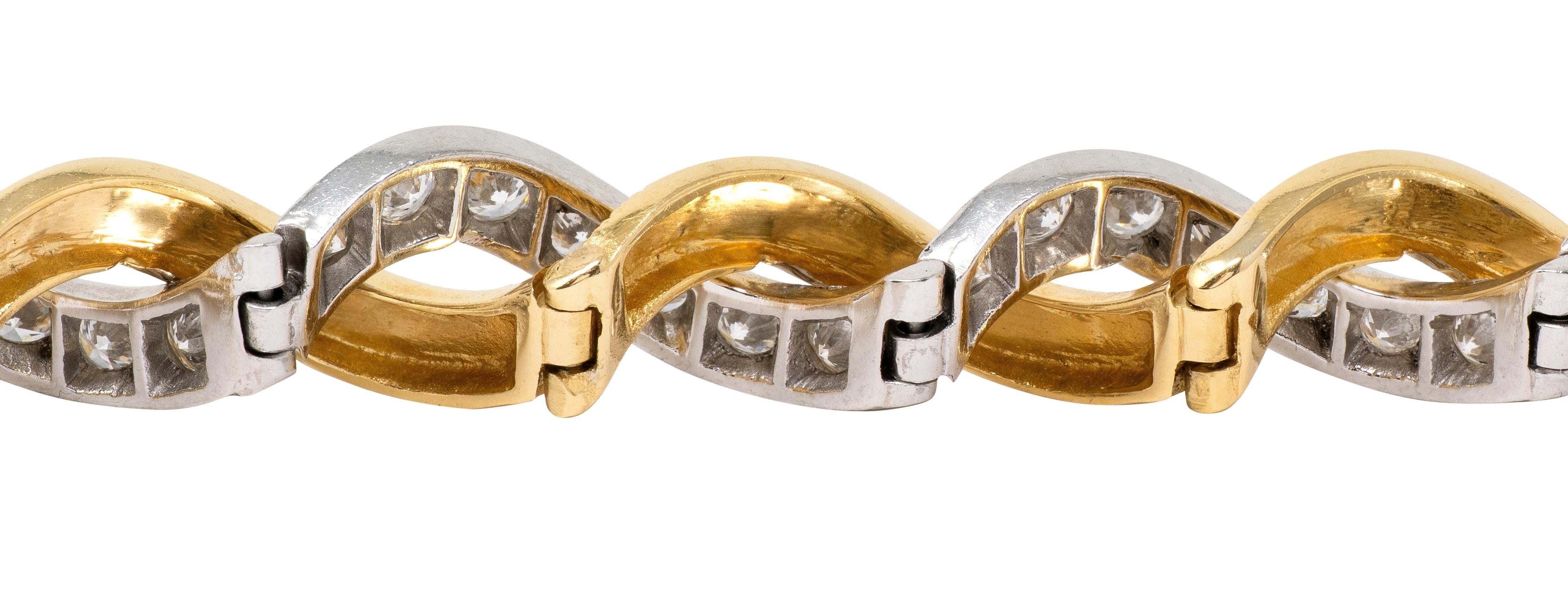 Van Cleef & Arpels 1960's Diamond 18K Gold Platinum Vintage Twist Bracelet