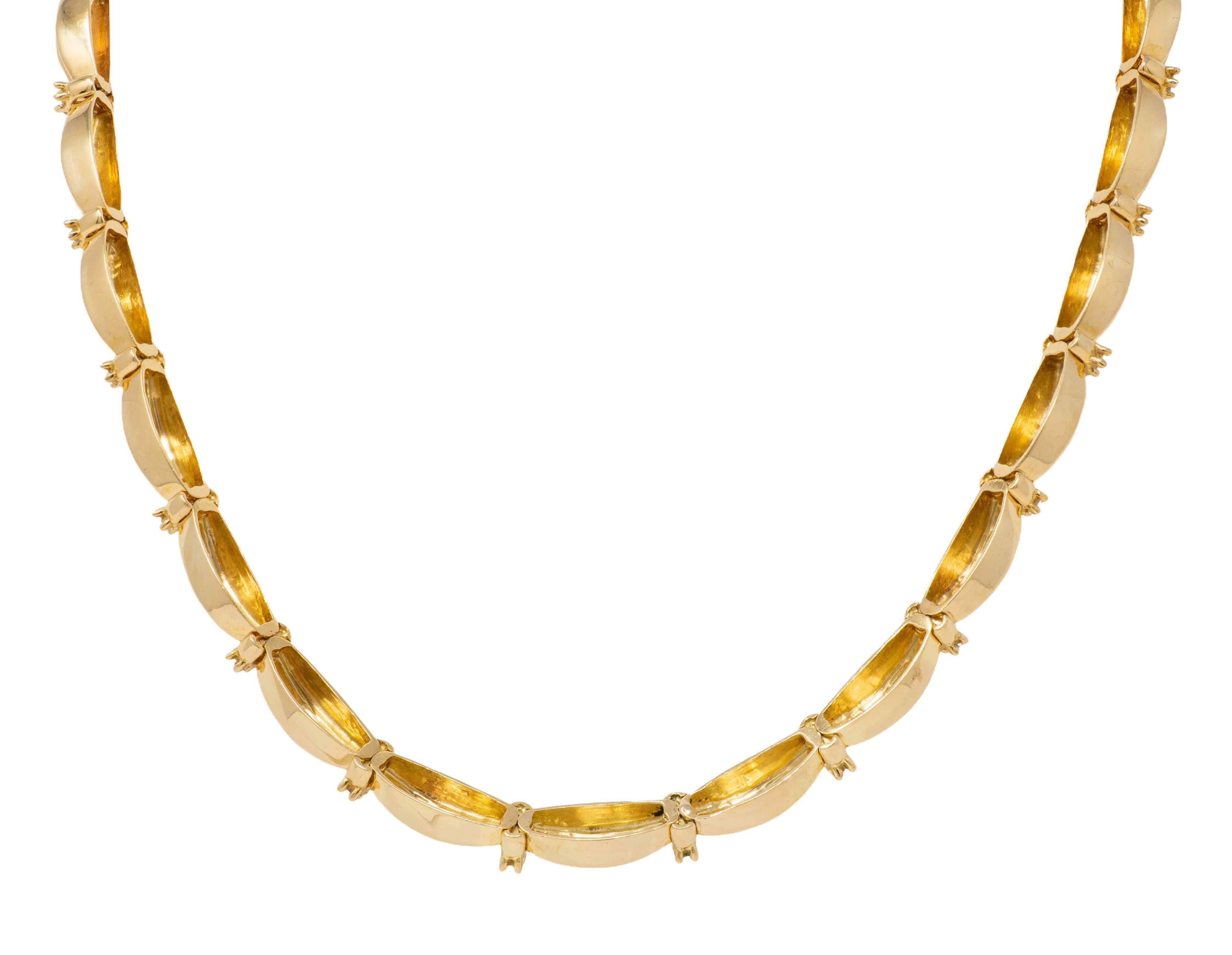 Tiffany & Co. 1992 Diamond 18K Yellow Gold Vintage Signature Ribbon Necklace