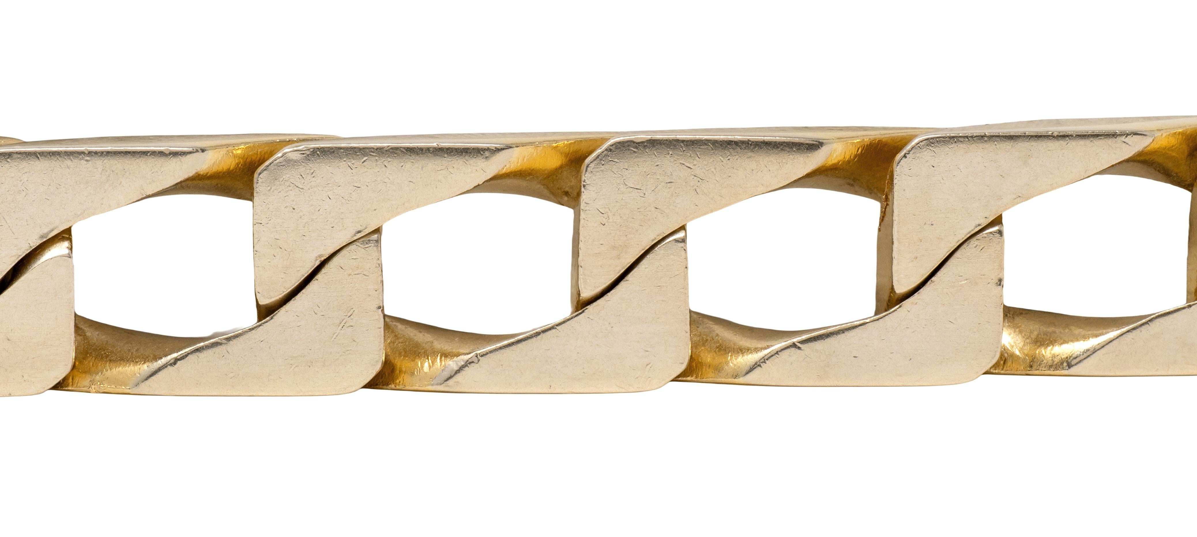 Cartier 1970's 18 Karat Two-Tone Gold Vintage Unisex Curb Link Chain Bracelet