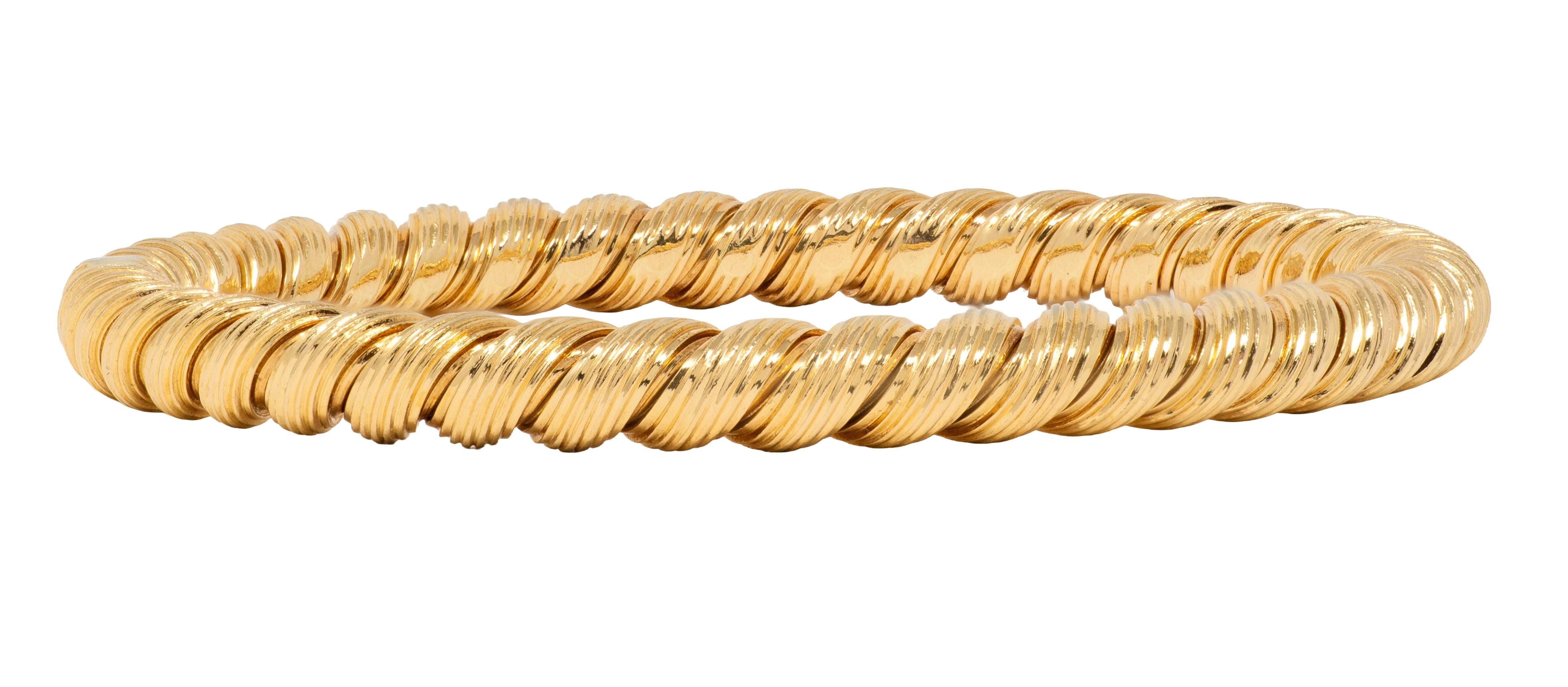 Van Cleef & Arpels 1960's 18K Yellow Gold Vintage Twisted Rope Bangle Bracelet