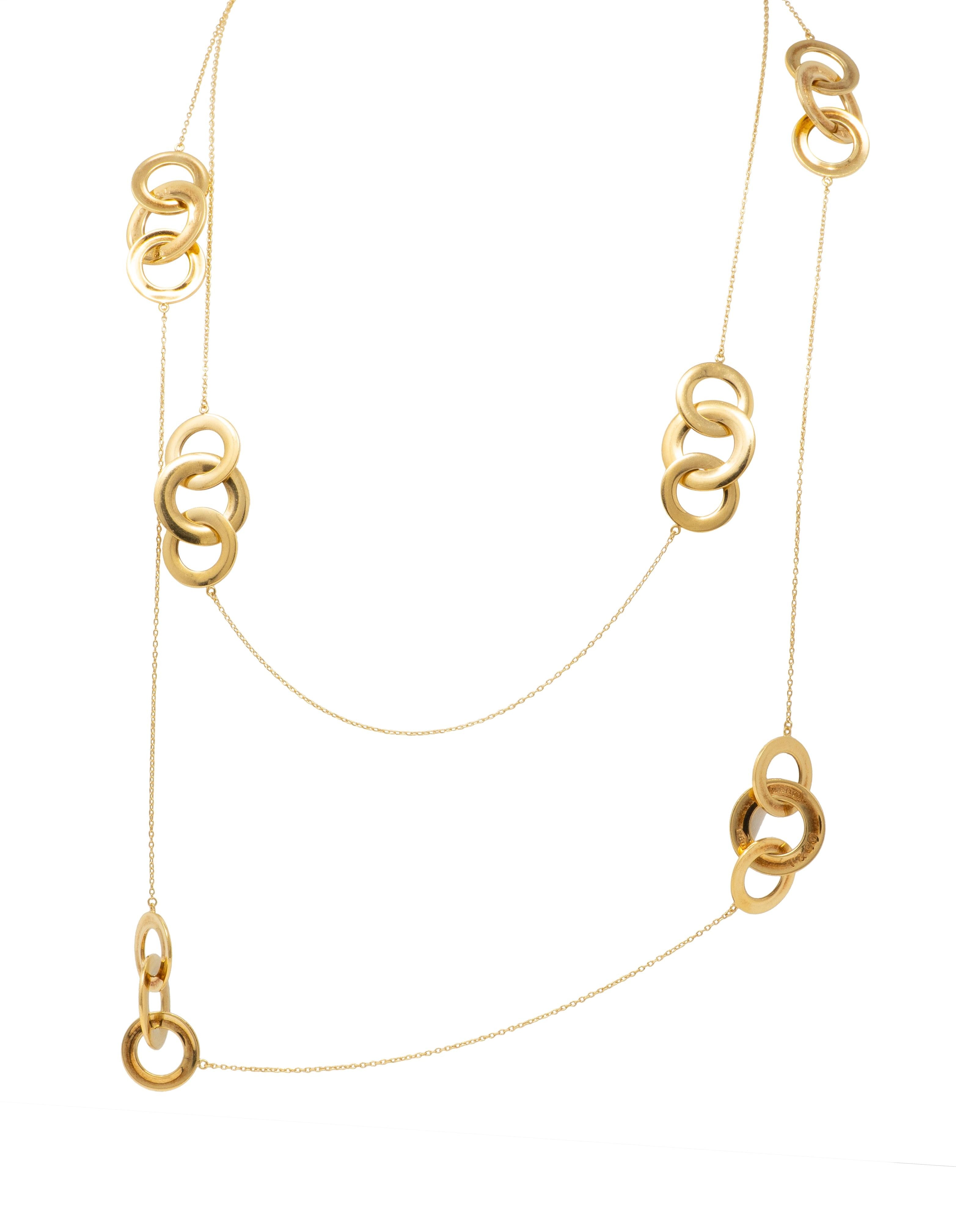 Tiffany & Co. 2000's 18K Gold Vintage 1837 Interlocking Rings Station Necklace