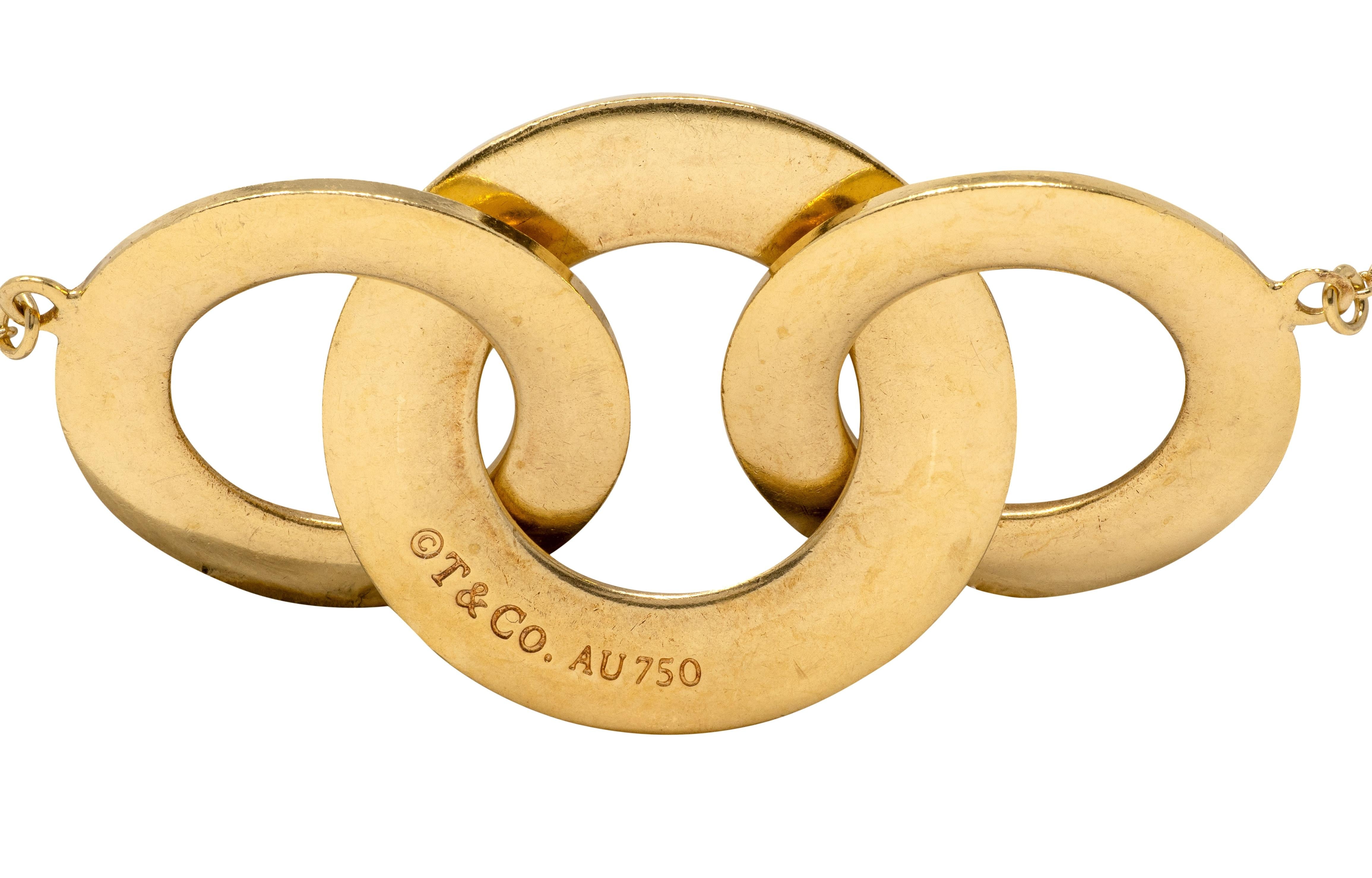 Tiffany & Co. 2000's 18K Gold Vintage 1837 Interlocking Rings Station Necklace