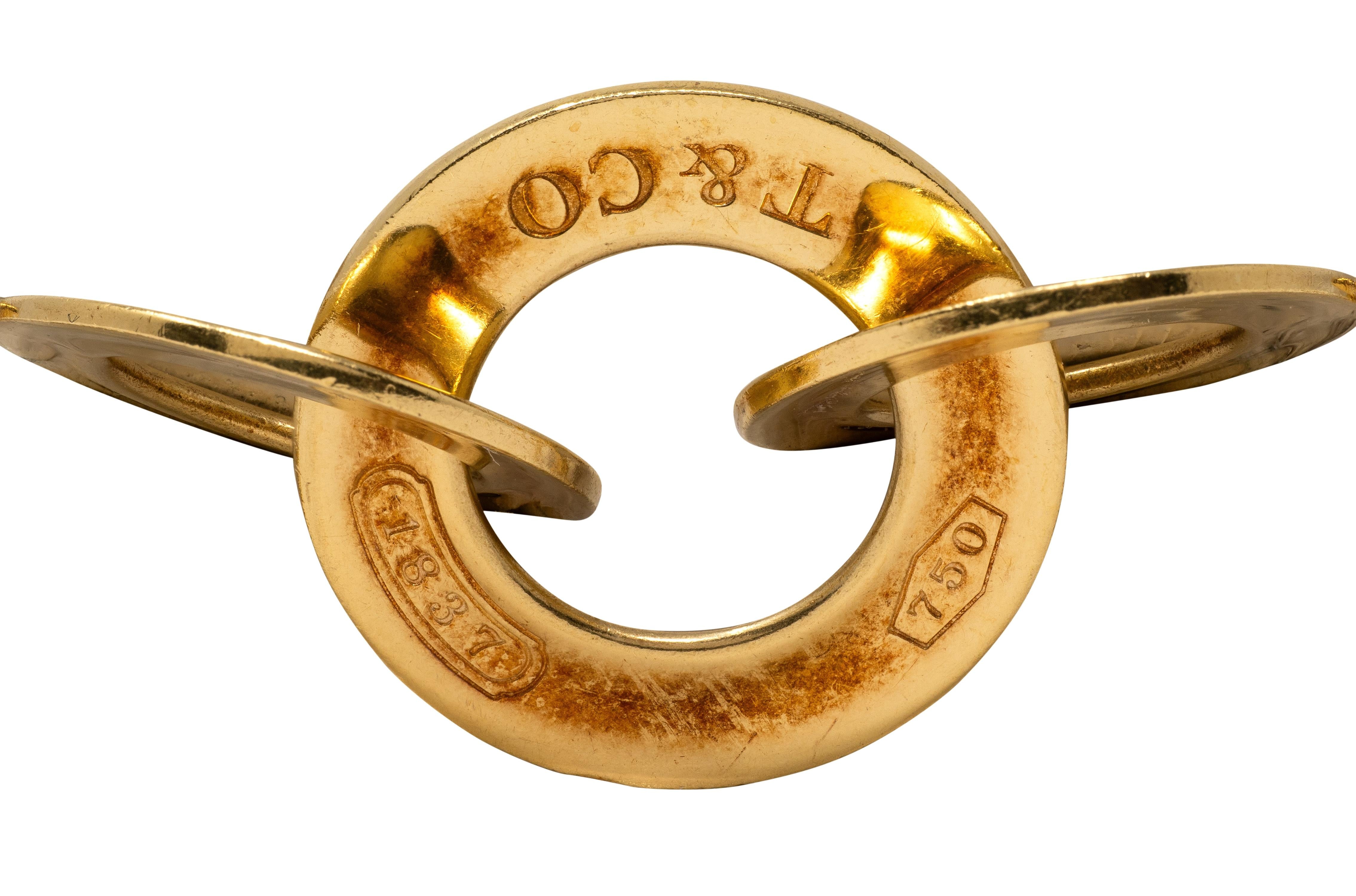 Tiffany & Co. 2000's 18K Gold Vintage 1837 Interlocking Rings Station Necklace
