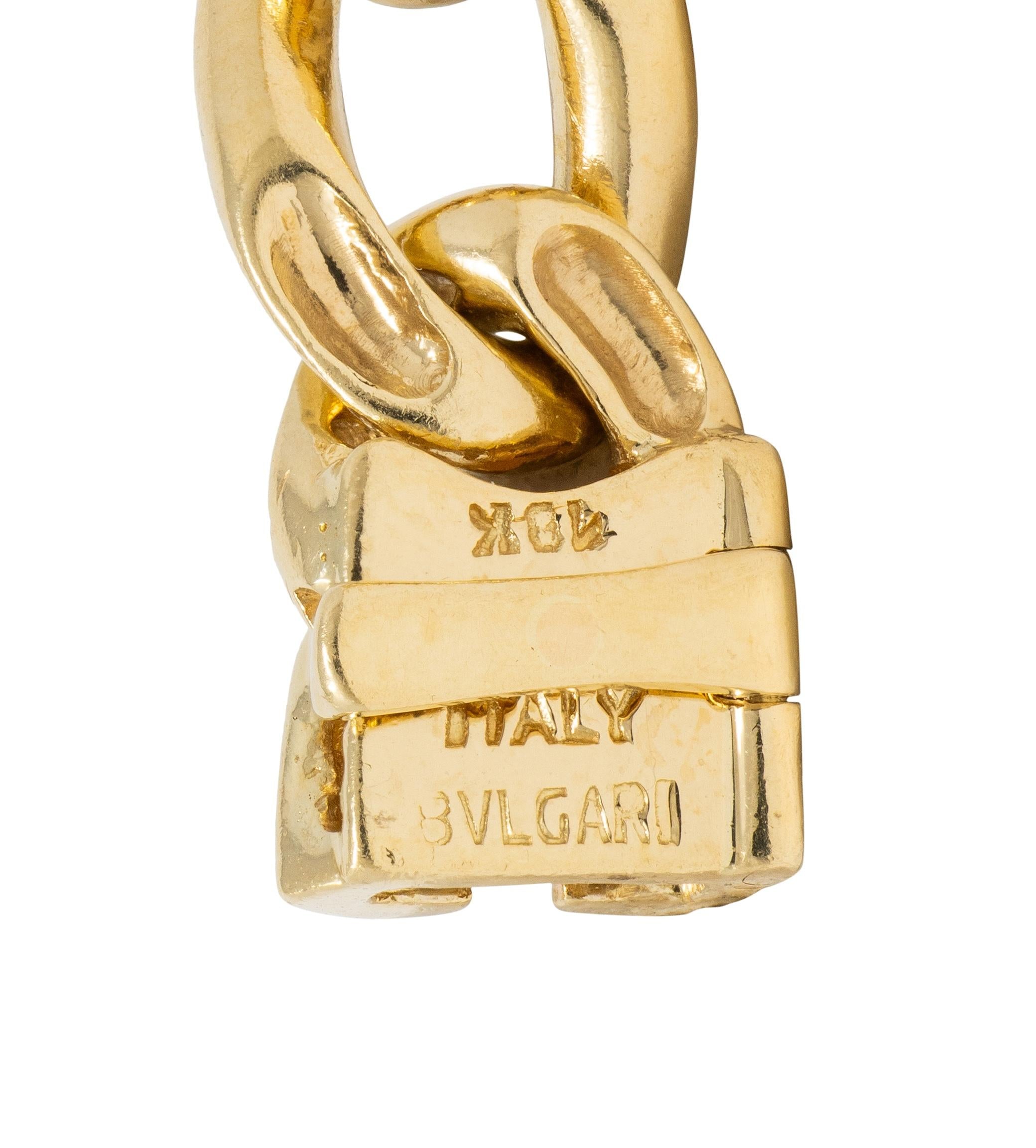 Bulgari 1970's 8.60 CTW Diamond 18 Karat Gold Vintage Curb Link Chain Necklace