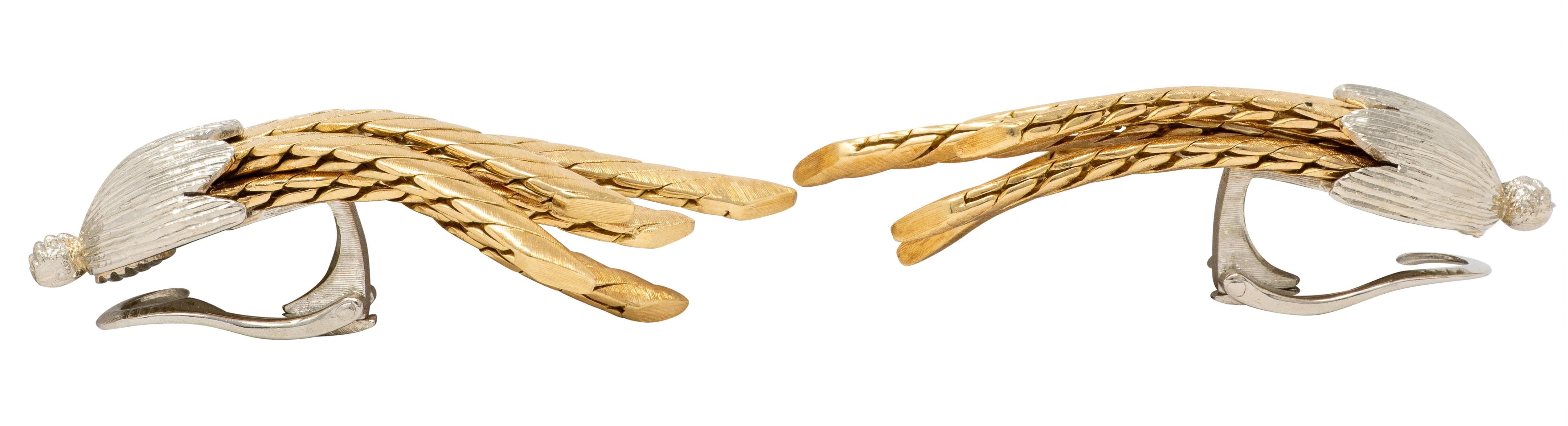 Mario Buccellati 1960's 18 Karat Two-Tone Gold Vintage Tassel Ear-Clip Earrings