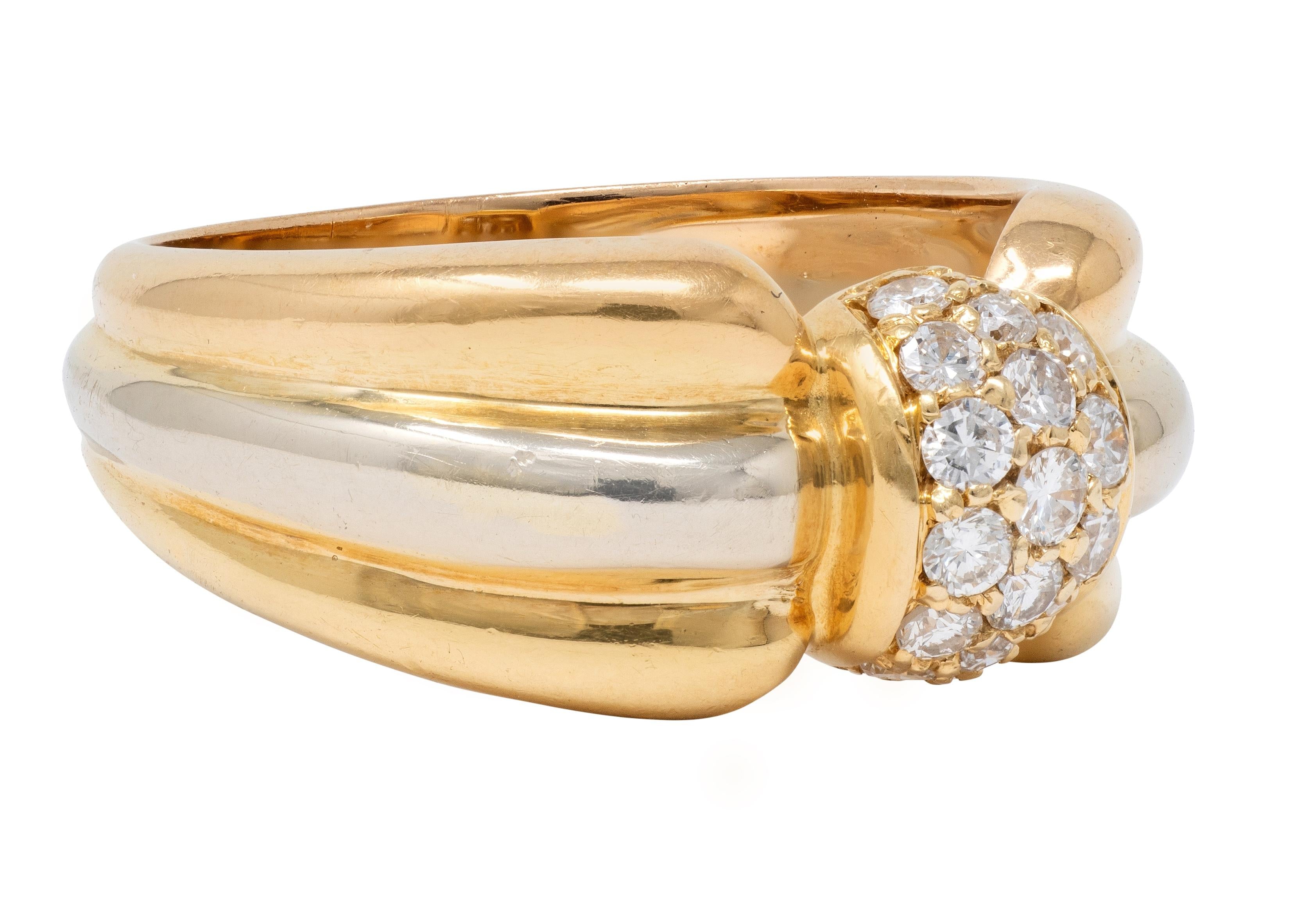 Cartier 1980's Diamond 18 Karat Yellow White Gold Vintage Bow Ring