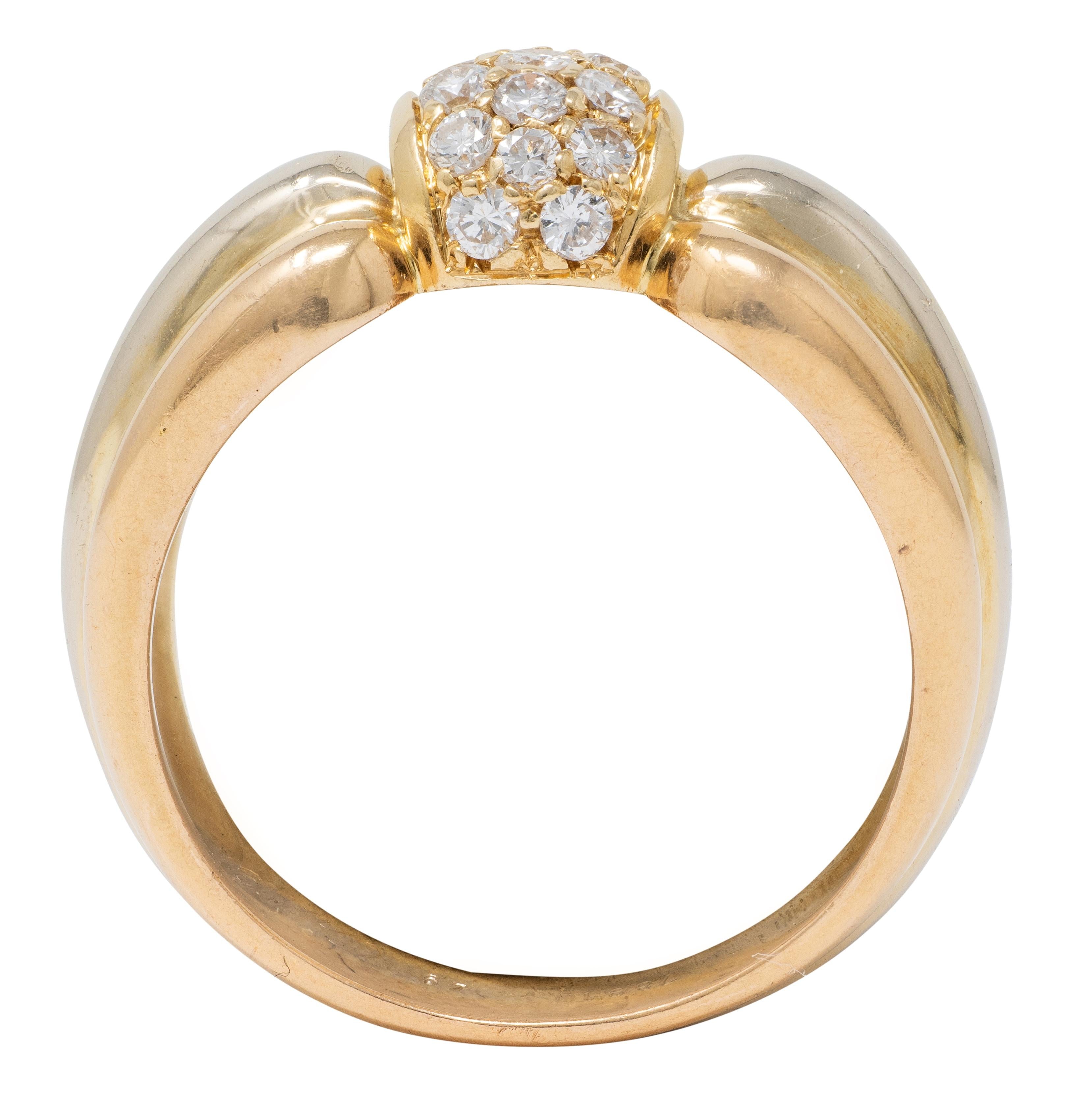 Cartier 1980's Diamond 18 Karat Yellow White Gold Vintage Bow Ring