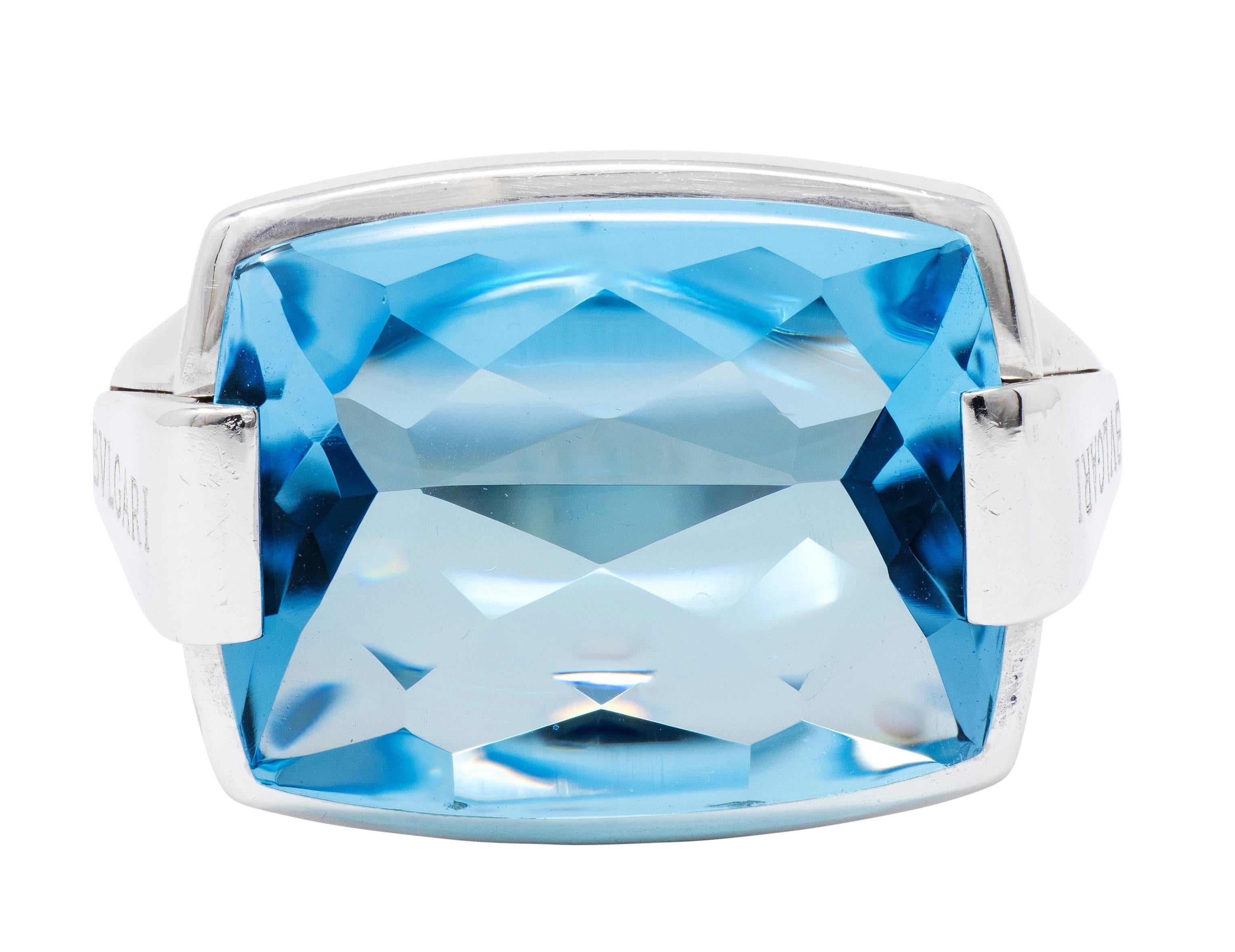 Bulgari 2000's Topaz 18 Karat White Gold Contemporary Metropolis Statement Ring