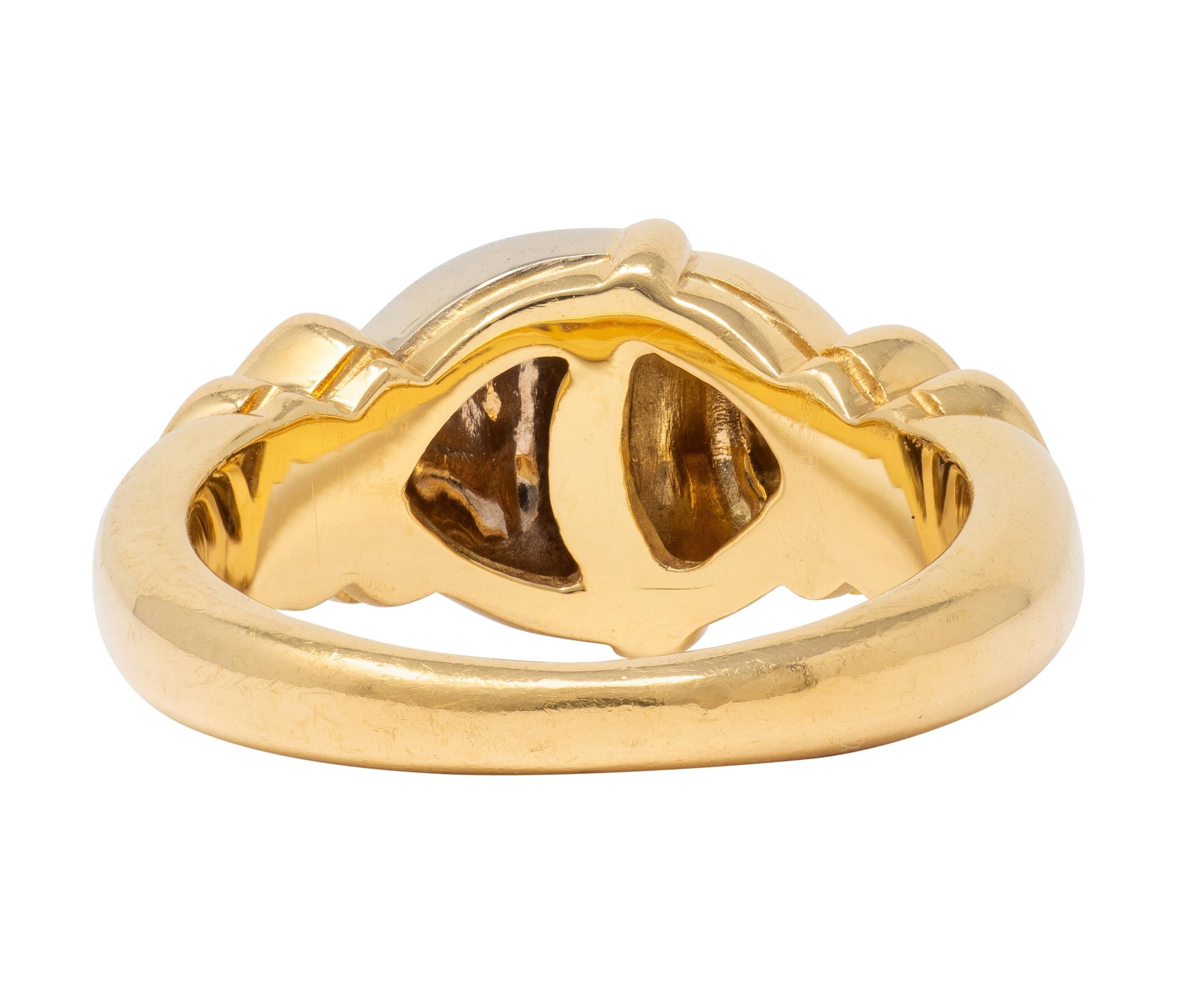 Bulgari 1990's Ruby 18 Karat Two-Tone Gold Vintage Naturalia Ring