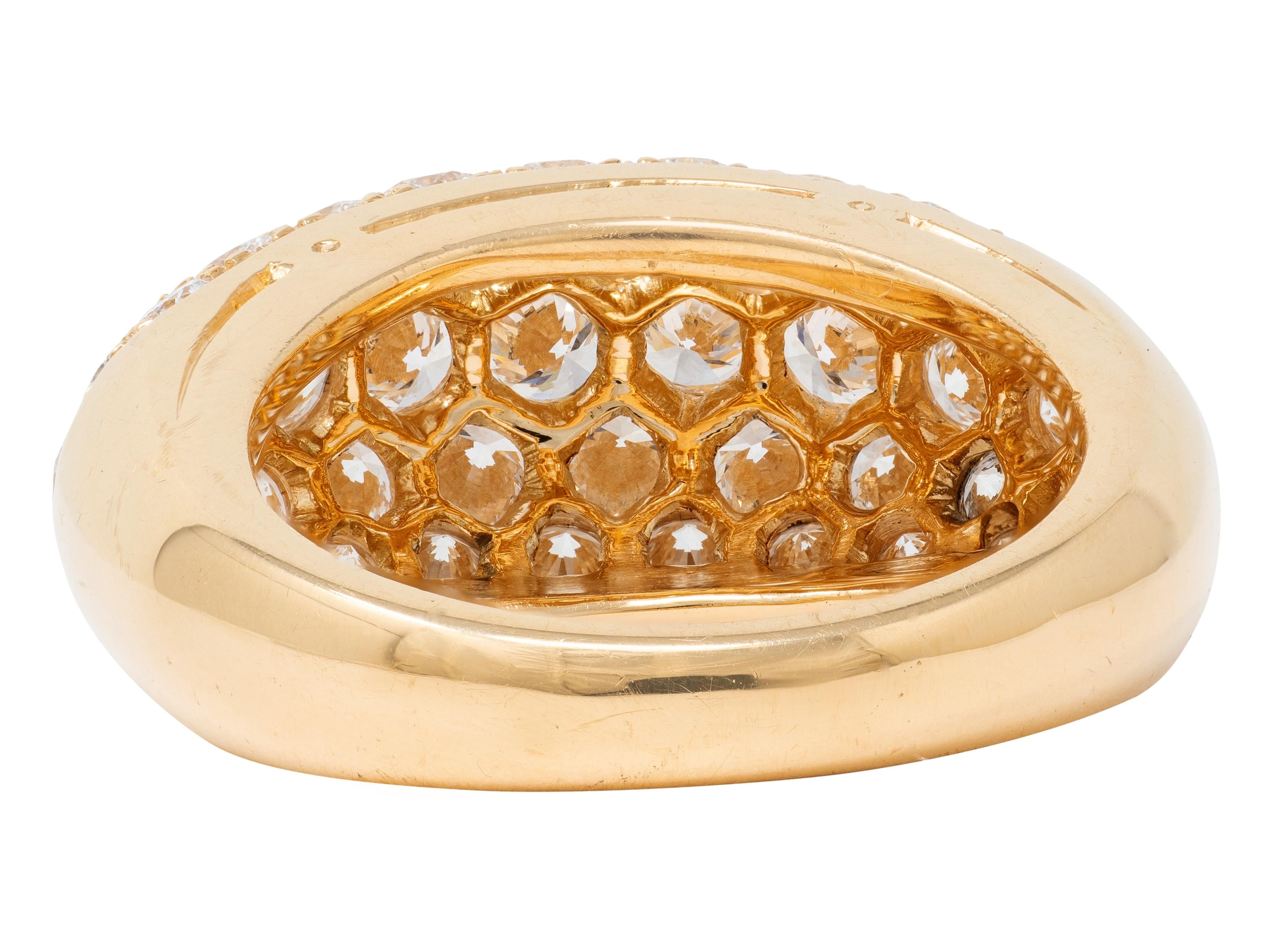 1980's 3.00 CTW Diamond 18 Karat Yellow Gold Vintage Domed Cluster Ring