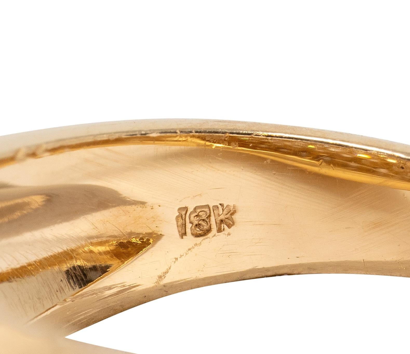 1980's 3.00 CTW Diamond 18 Karat Yellow Gold Vintage Domed Cluster Ring