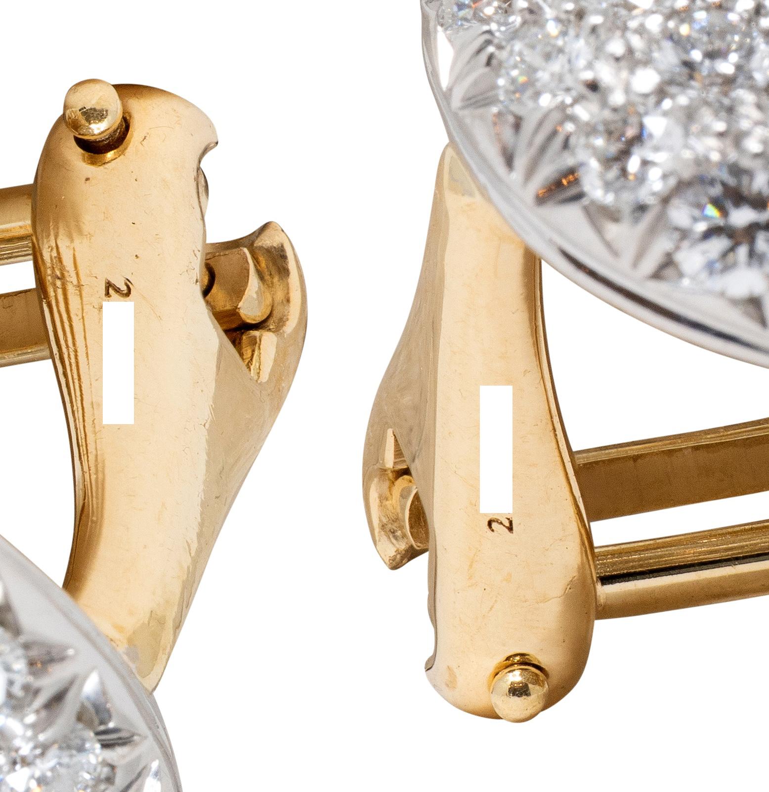 Tiffany & Co. Schlumberger Diamond 18K Platinum Vintage Flame Ear-Clip Earrings