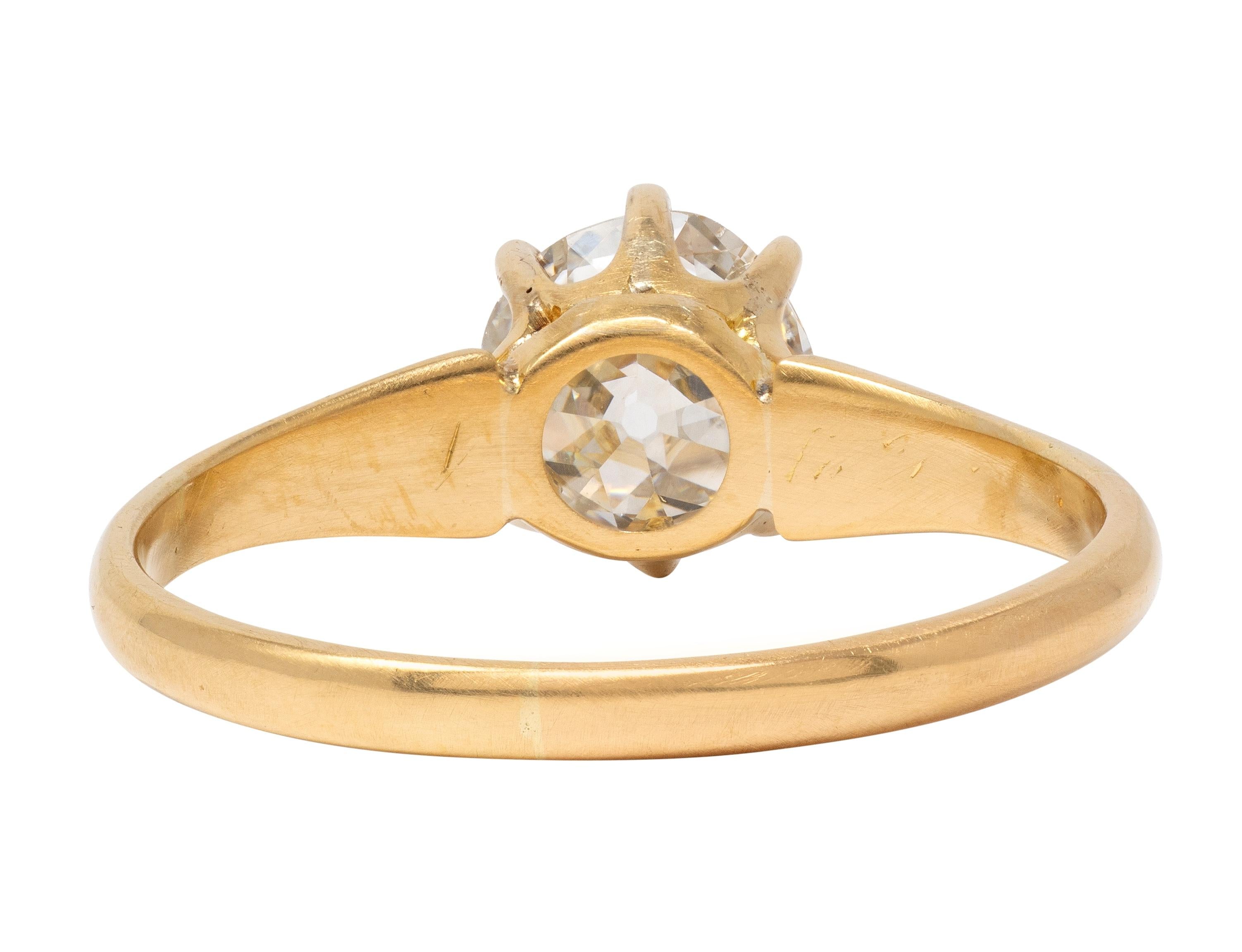 Victorian Old European Cut Diamond 18K Gold Antique Solitaire Engagement Ring