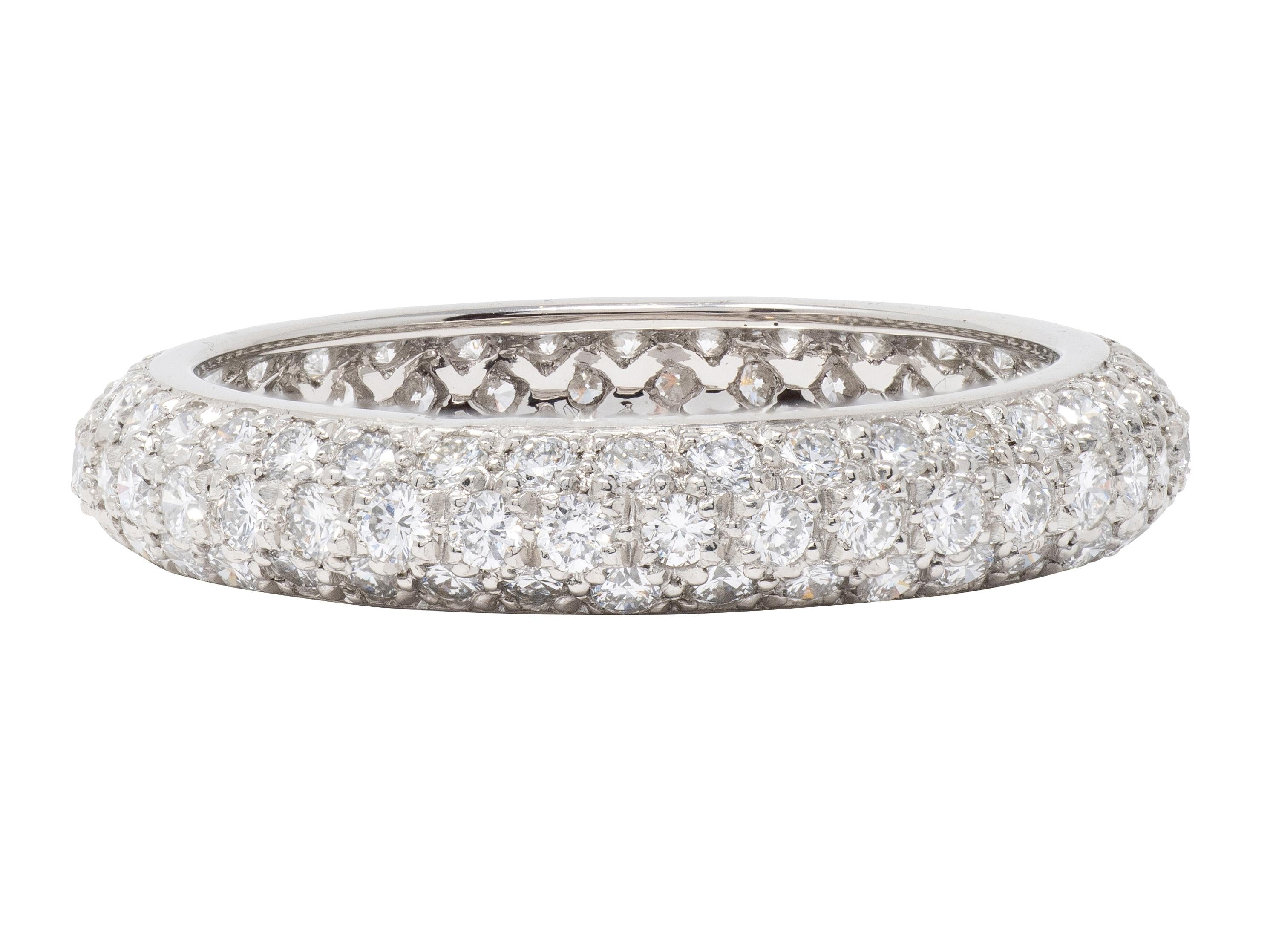 Cartier 1995 Diamond Platinum Vintage Pavé Eternity Band Ring