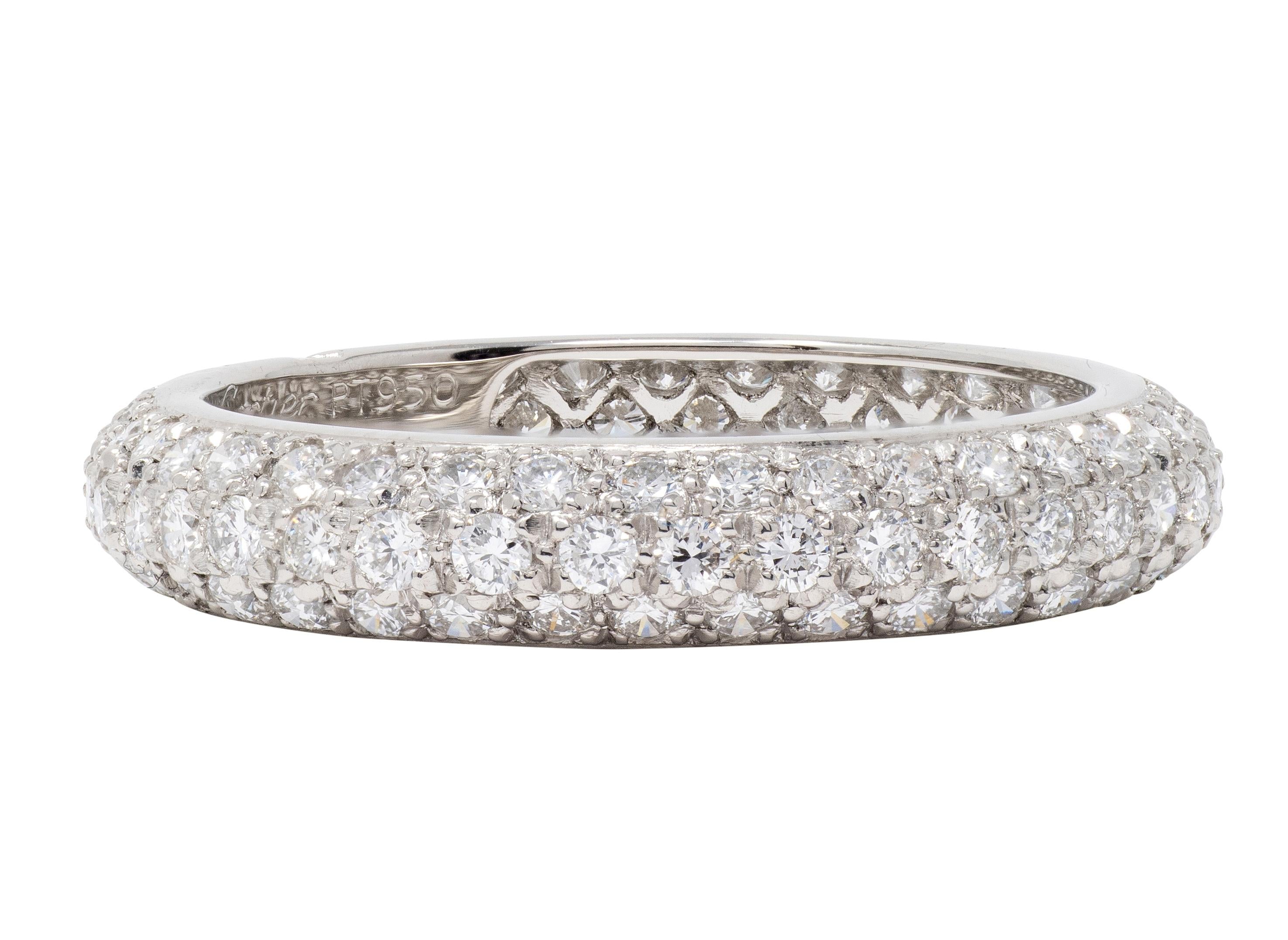 Cartier 1995 Diamond Platinum Vintage Pavé Eternity Band Ring