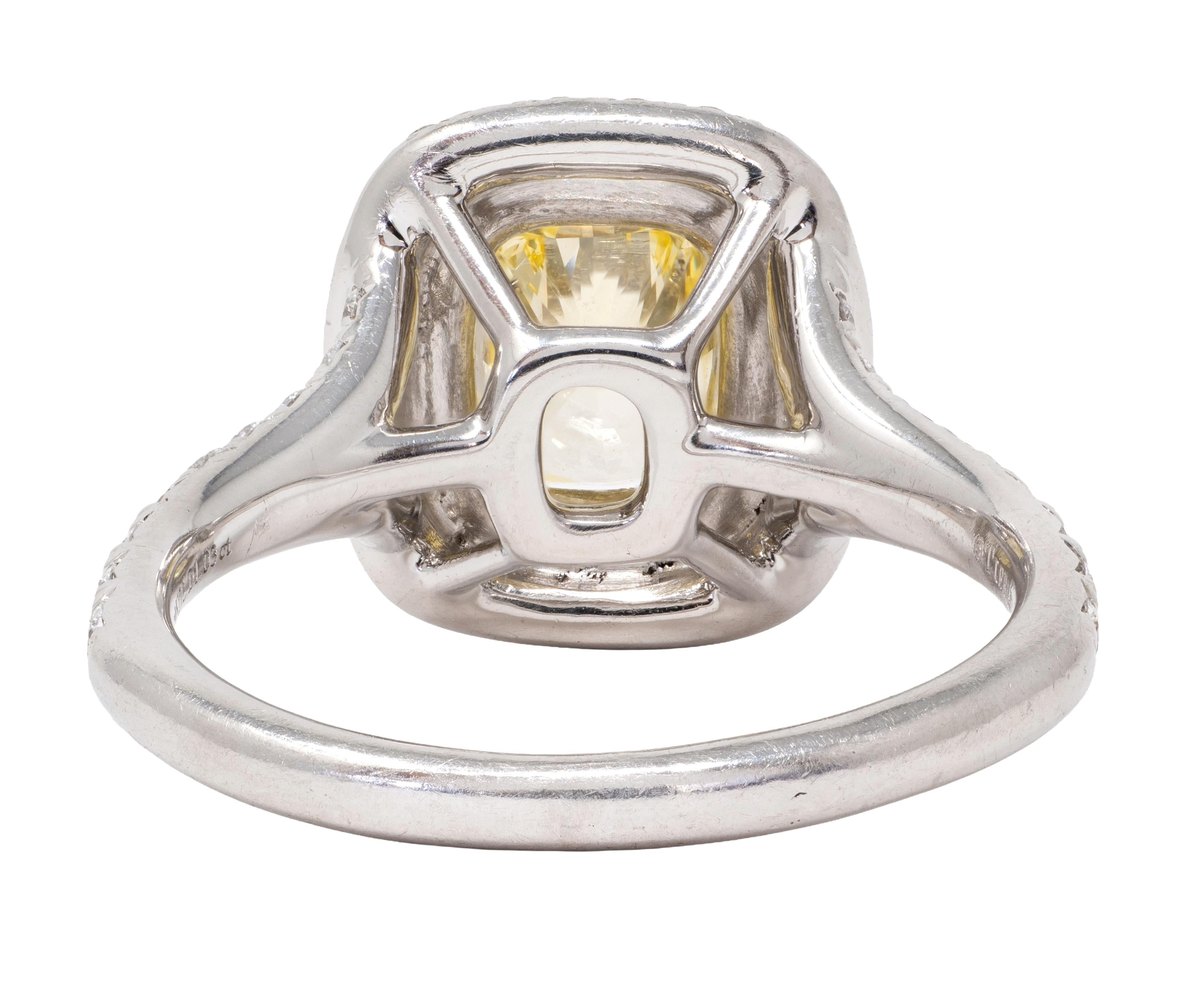 Tiffany & Co. 1.46 CTW Fancy Diamond 18K Platinum Solesete Halo Engagement Ring
