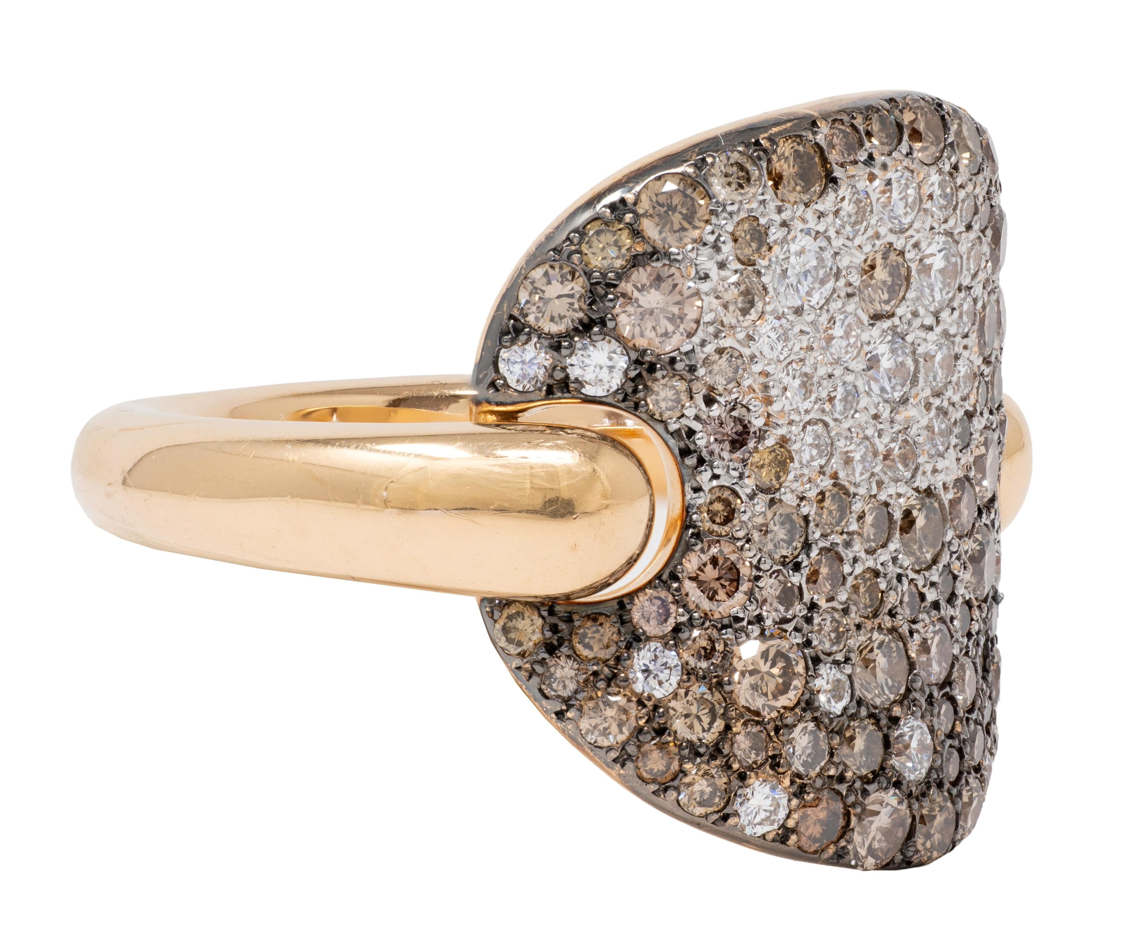 Pomellato 2000's Diamond 18 Karat Two-Tone Gold Contemporary Sabbia Ring