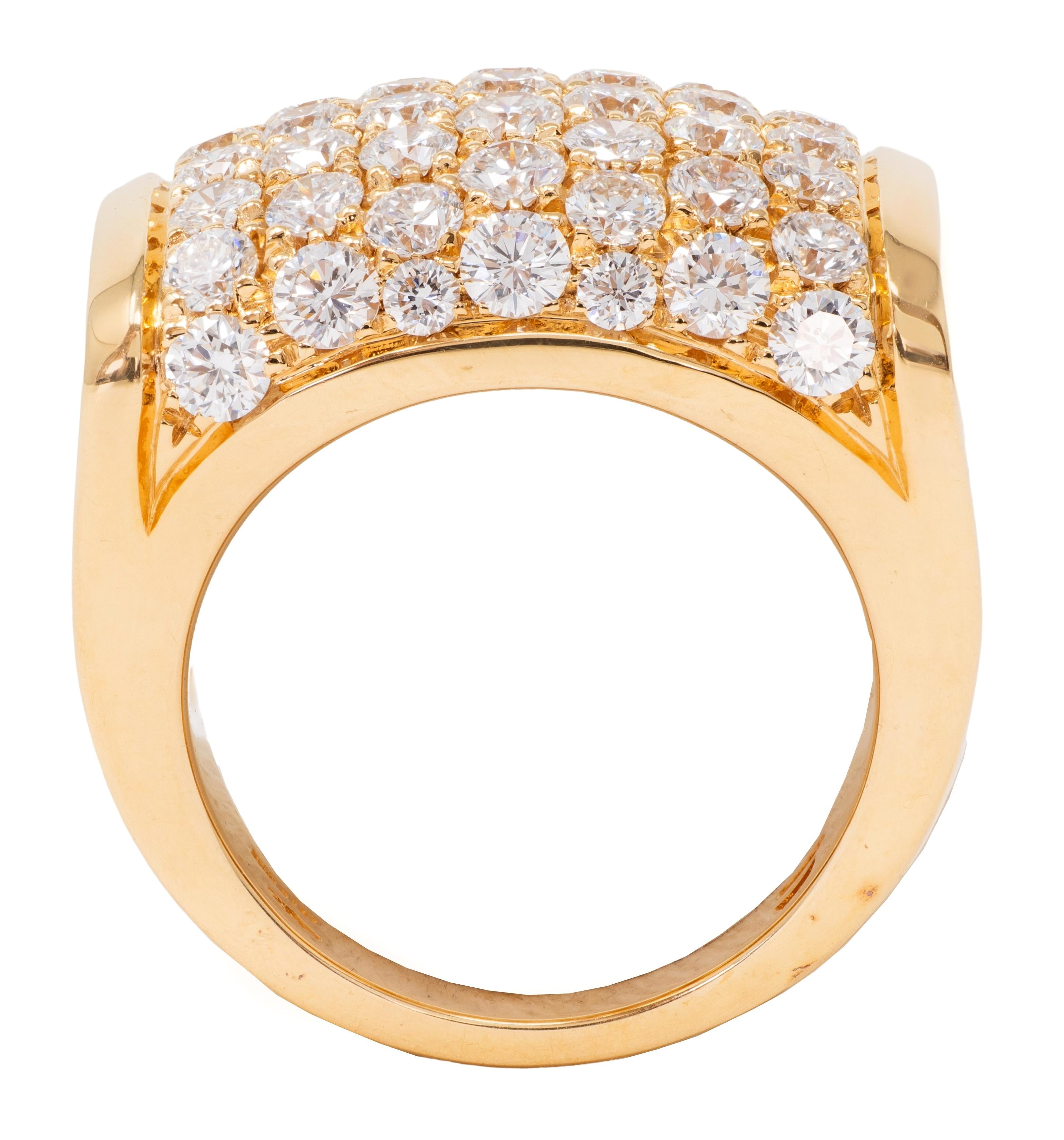 Bulgari 1990's Diamond 18 Karat Yellow Gold Vintage Tronchetto Cluster Ring