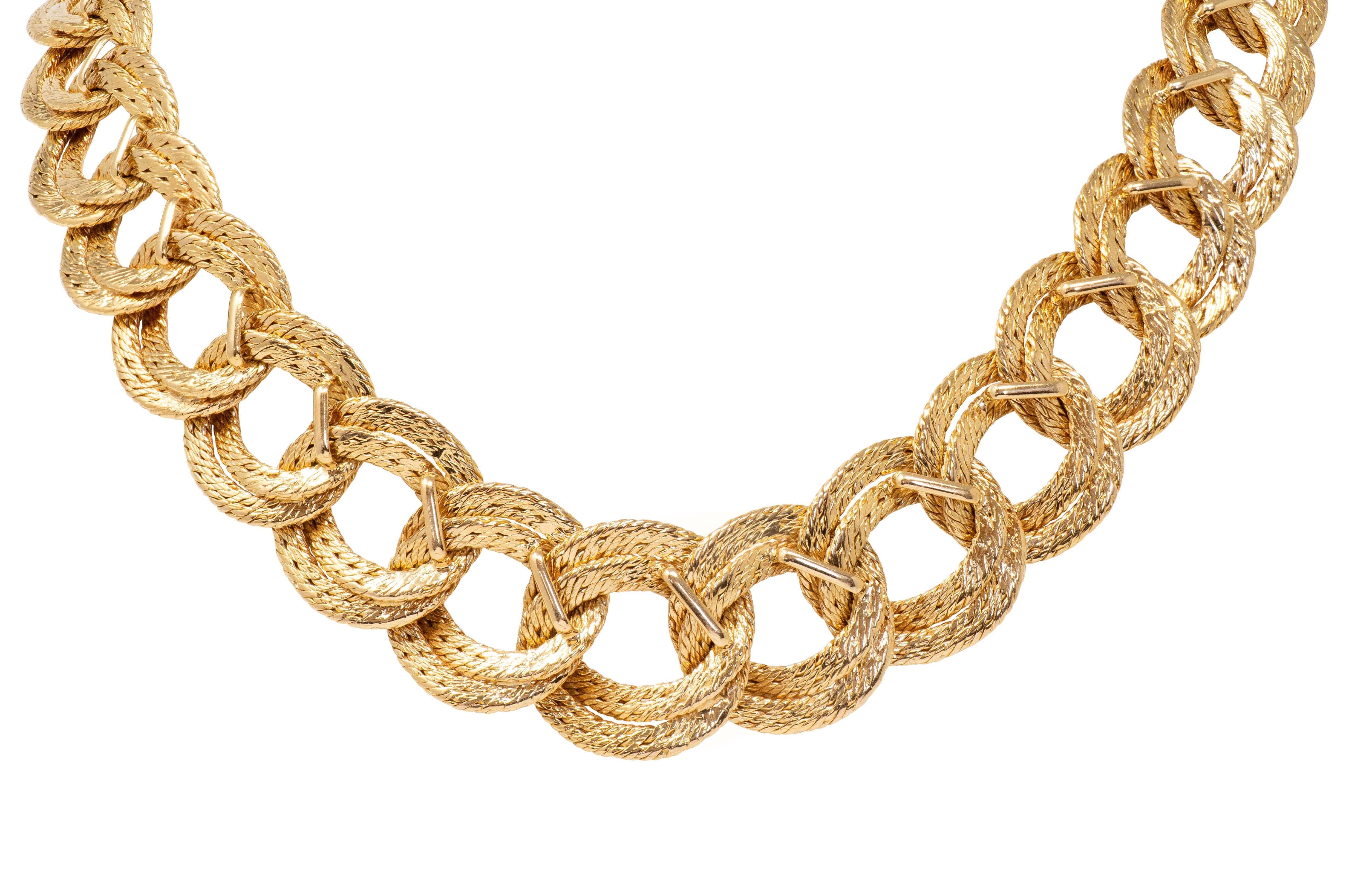 Georges L'Enfant French 1970's 18K Gold Vintage Mesh Curb Link Chain Necklace
