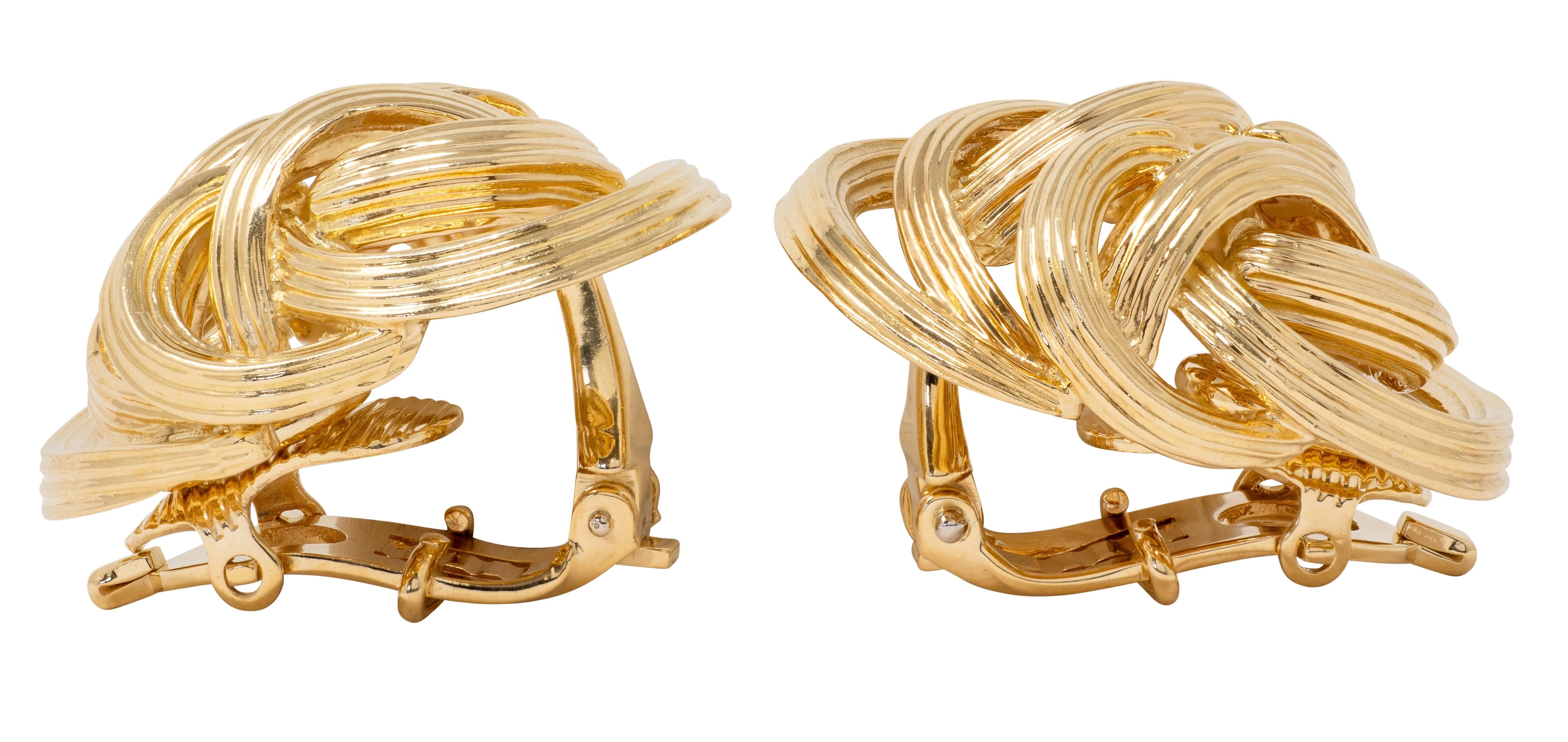 Tiffany & Co. 1960's 18 Karat Yellow Gold Vintage Knot Ear-Clip Earrings