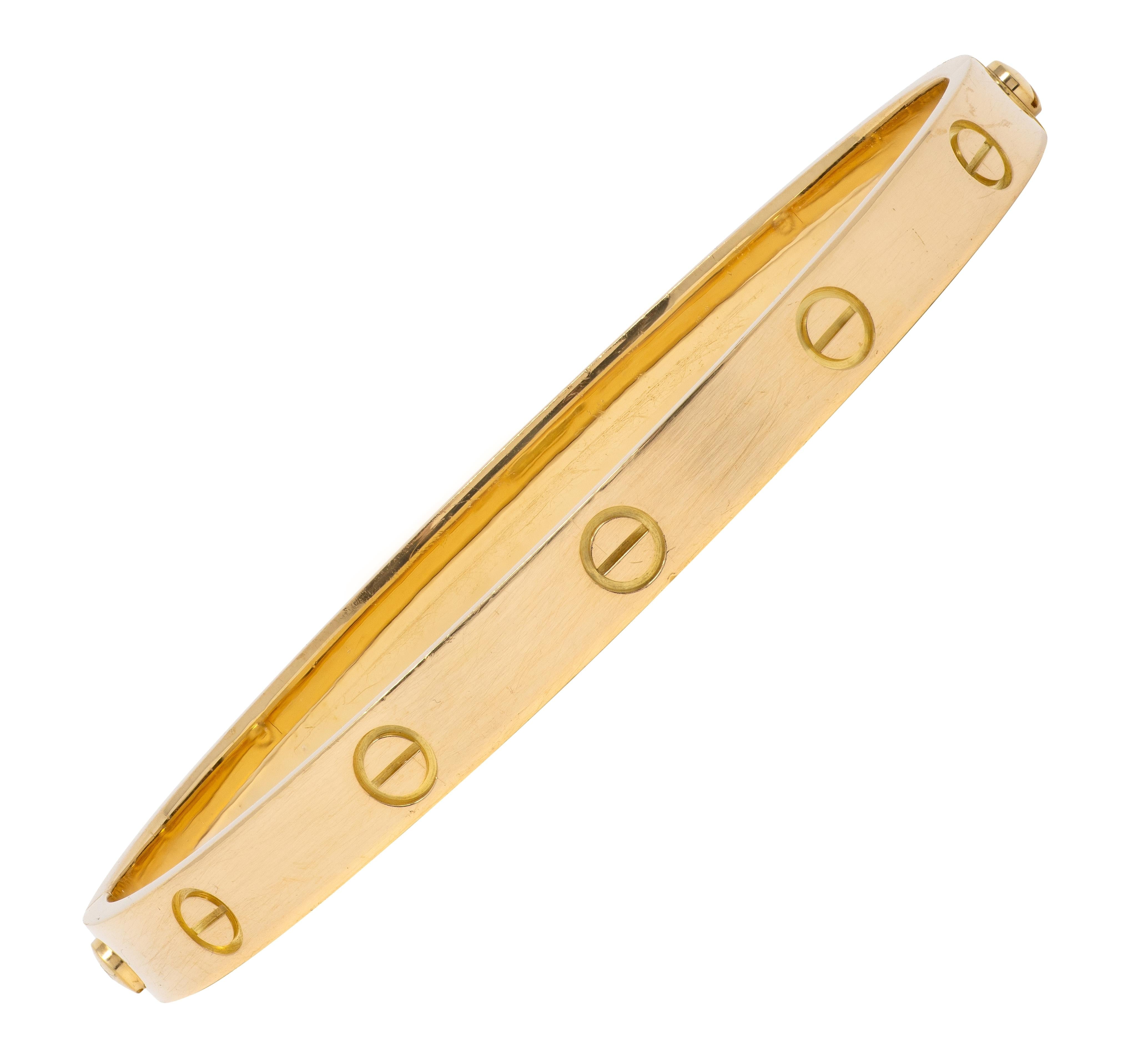 Cartier 1990's 18 Karat Yellow Gold Vintage Love Bangle Size 20 Bracelet