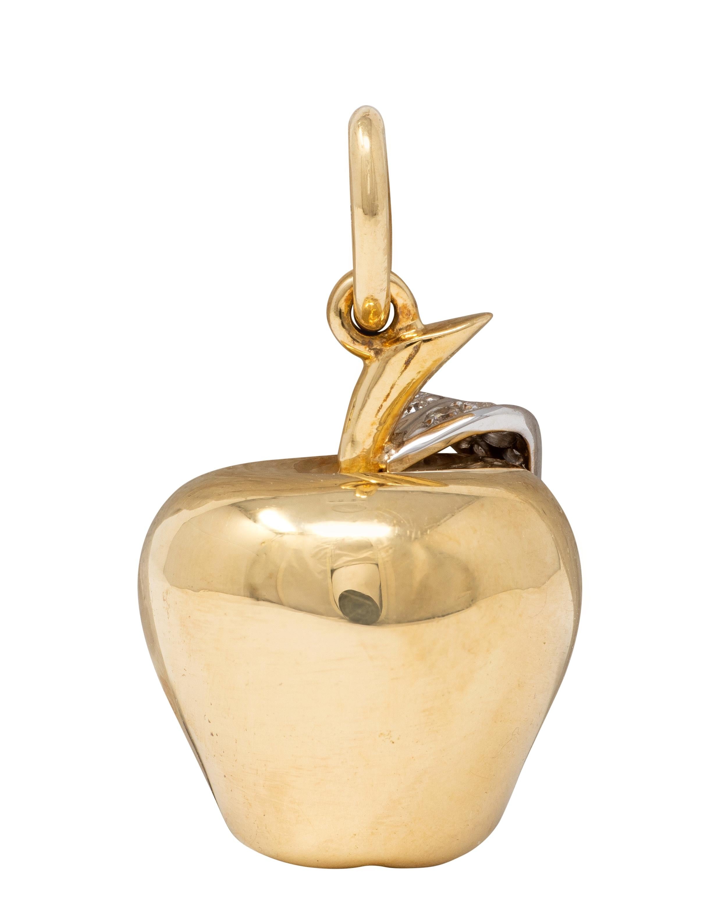 Tiffany & Co. 1990's Diamond 18 Karat Two-Tone Gold Vintage Apple Pendant