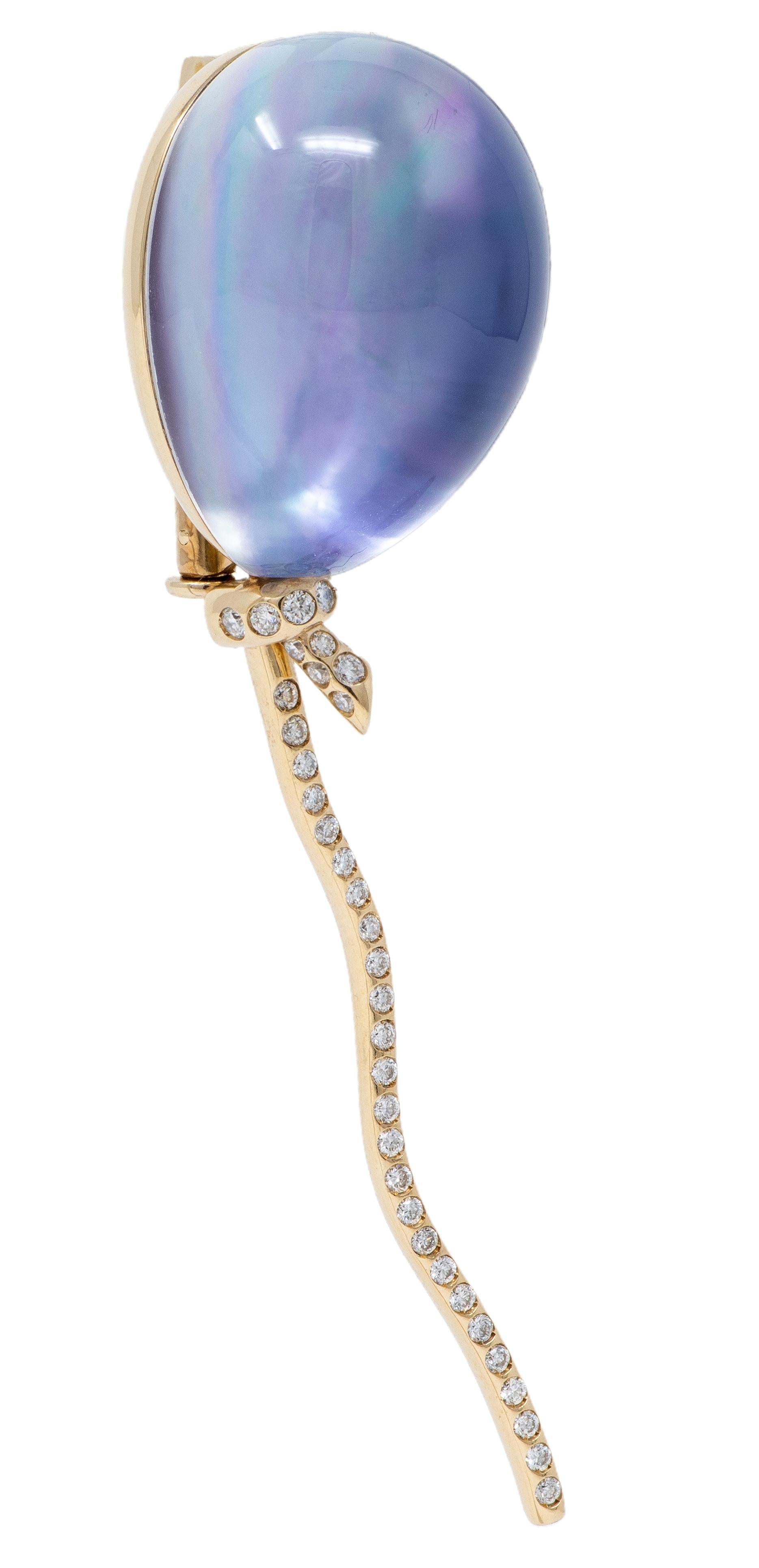 Vhernier Diamond Quartz Amethyst Mother-of-Pearl 18K Balloon Palloncino Brooch