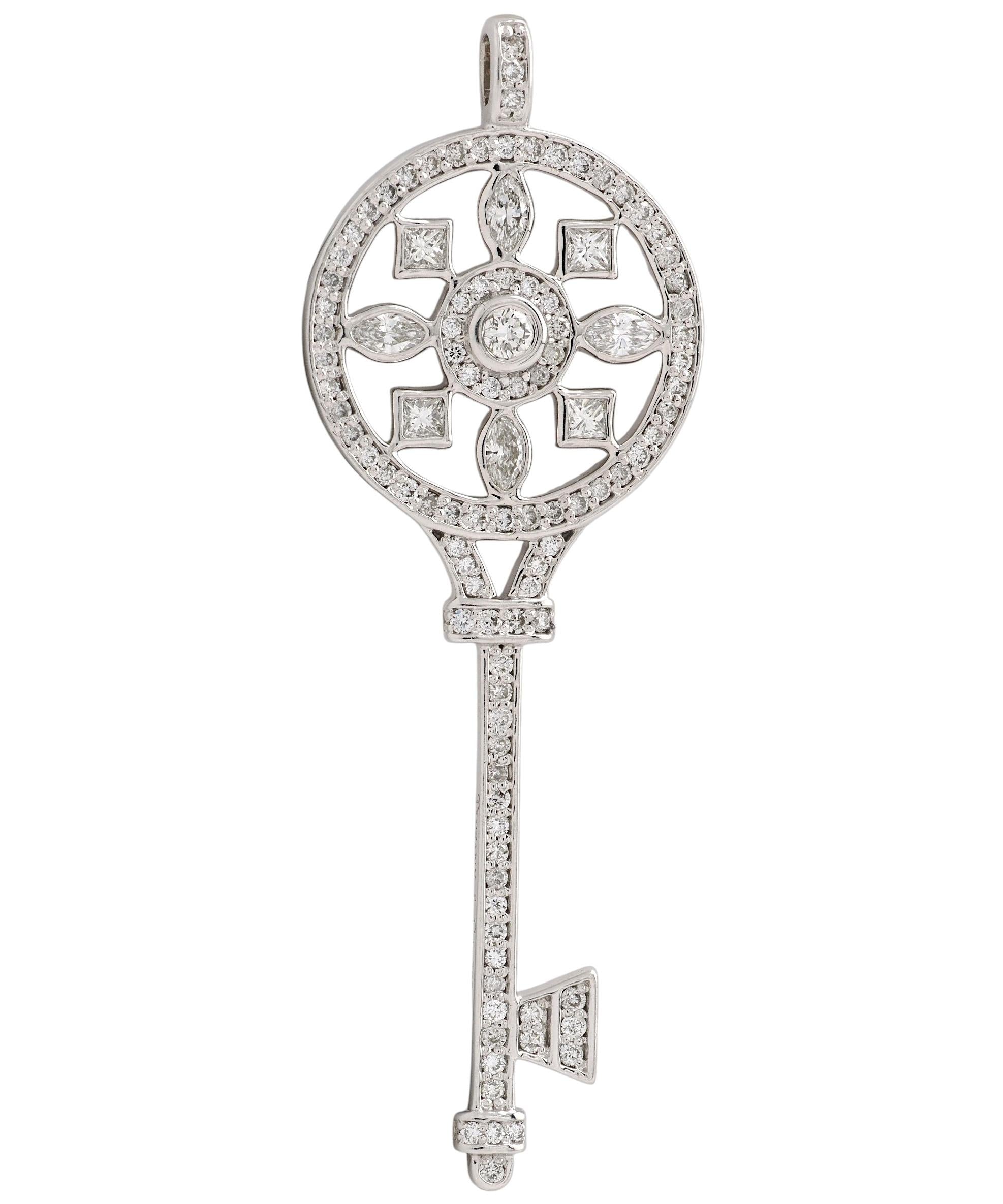 Tiffany & Co. 2010's Diamond Platinum Contemporary Kaleidoscope Key Pendant