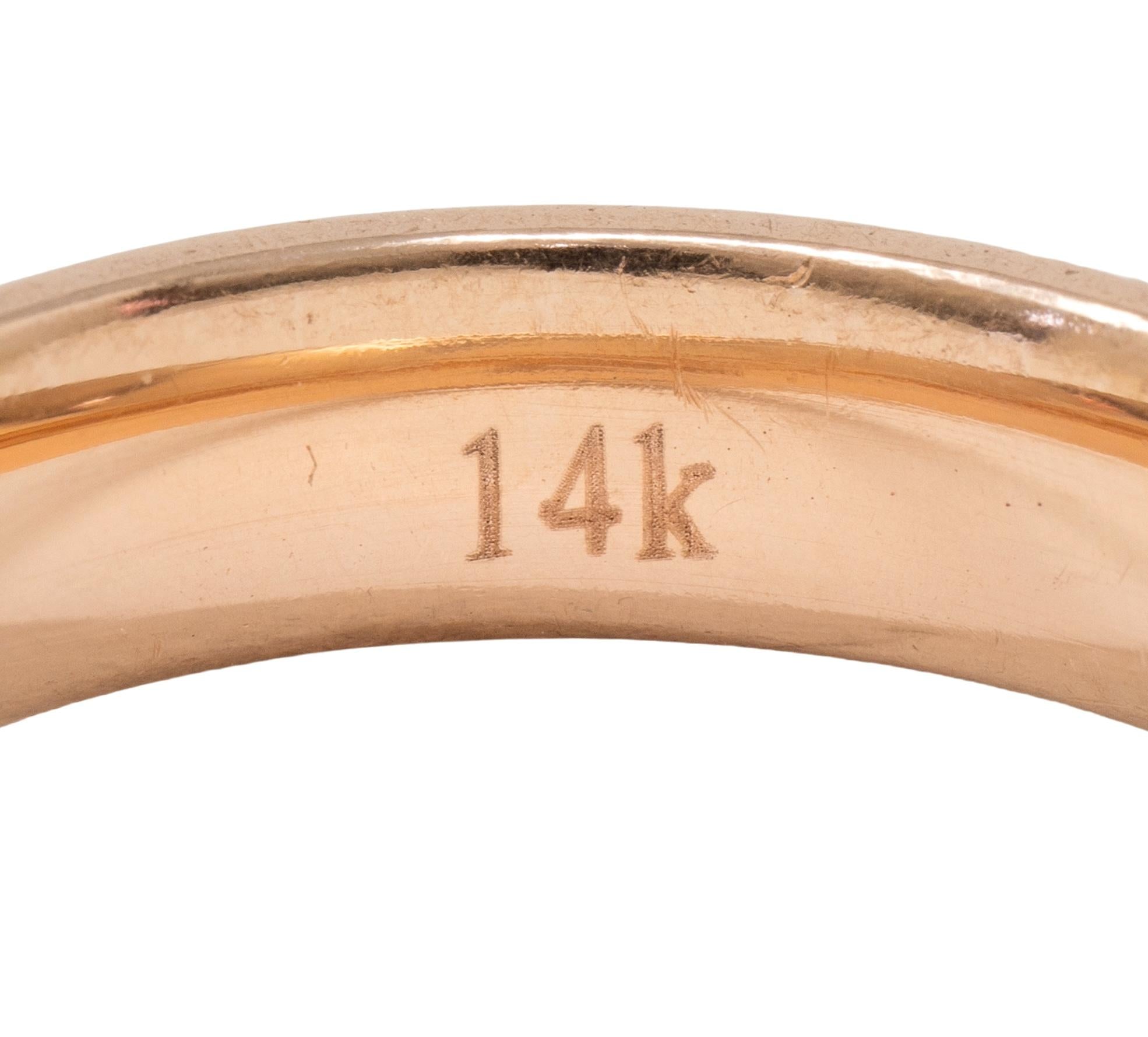 1990's 14 Karat Rose Gold Vintage Fluted Wedding Band Ring
